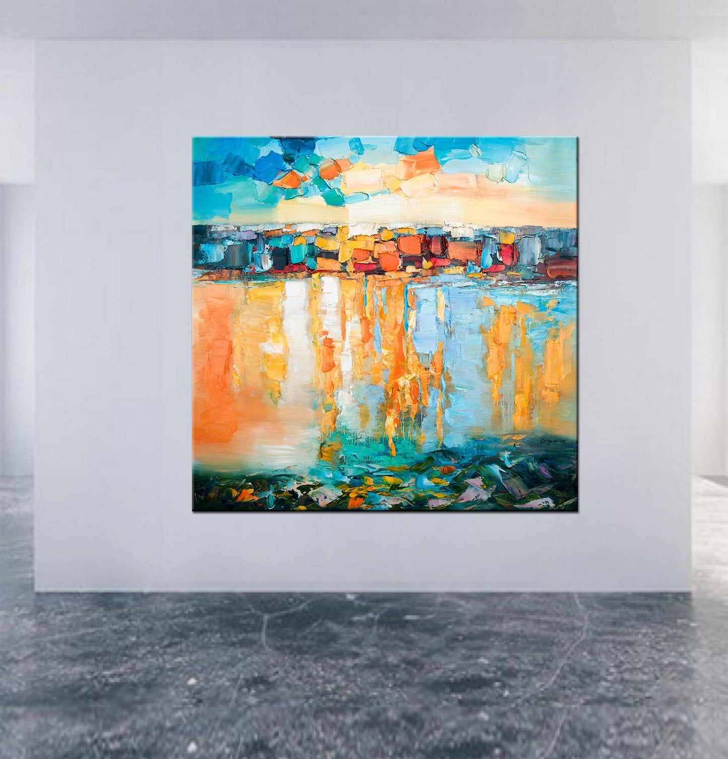 Large Abstract Oil Painting Square, Canvas Art, Paintings On Canvas, Abstract Original Painting Fluid Wall Art Gold, Large Oil Painting