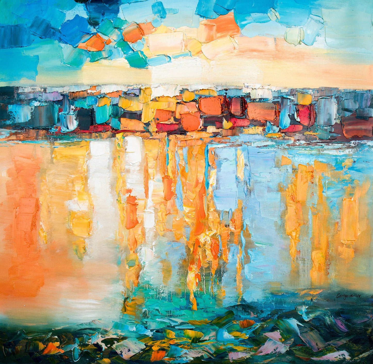 Large Abstract Oil Painting Square, Canvas Art, Paintings On Canvas, Abstract Original Painting Fluid Wall Art Gold, Large Oil Painting