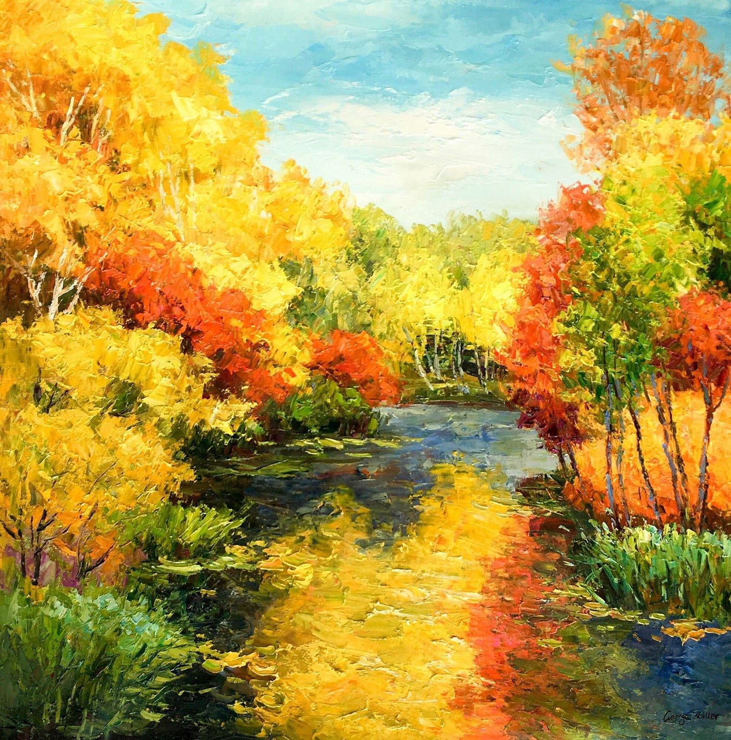 Get lost in the picturesque scene of Autumn Forest with this large canvas wall art- A stunning addition to your home decor