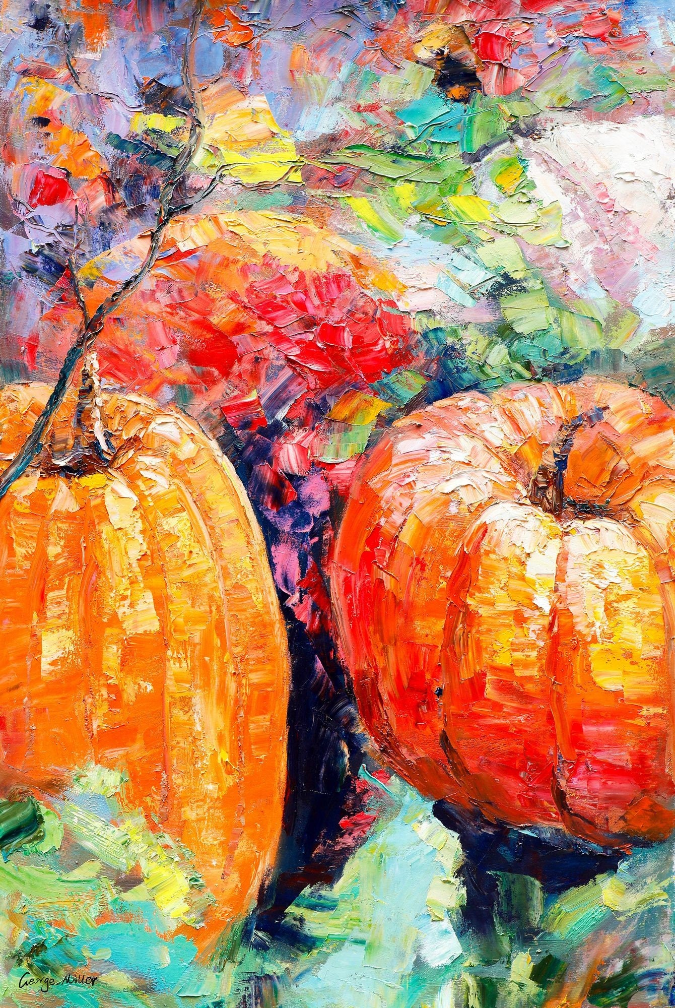 Oil Painting Original Pumpkins, Large Oil Painting, Oil Painting Abstract, Oil Painting, Abstract Canvas Art, Living Room Decor, Modern Art