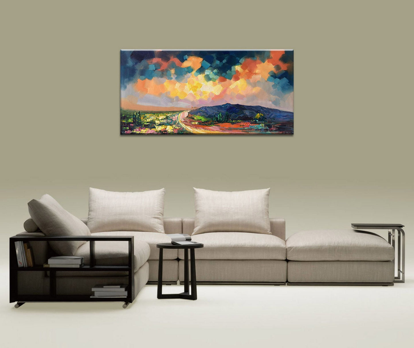 Oil Painting, Landscape Painting, Large Artwork, Living Room Decor, Original Painting, 24x48, Abstract Landscape Painting, Canvas Art