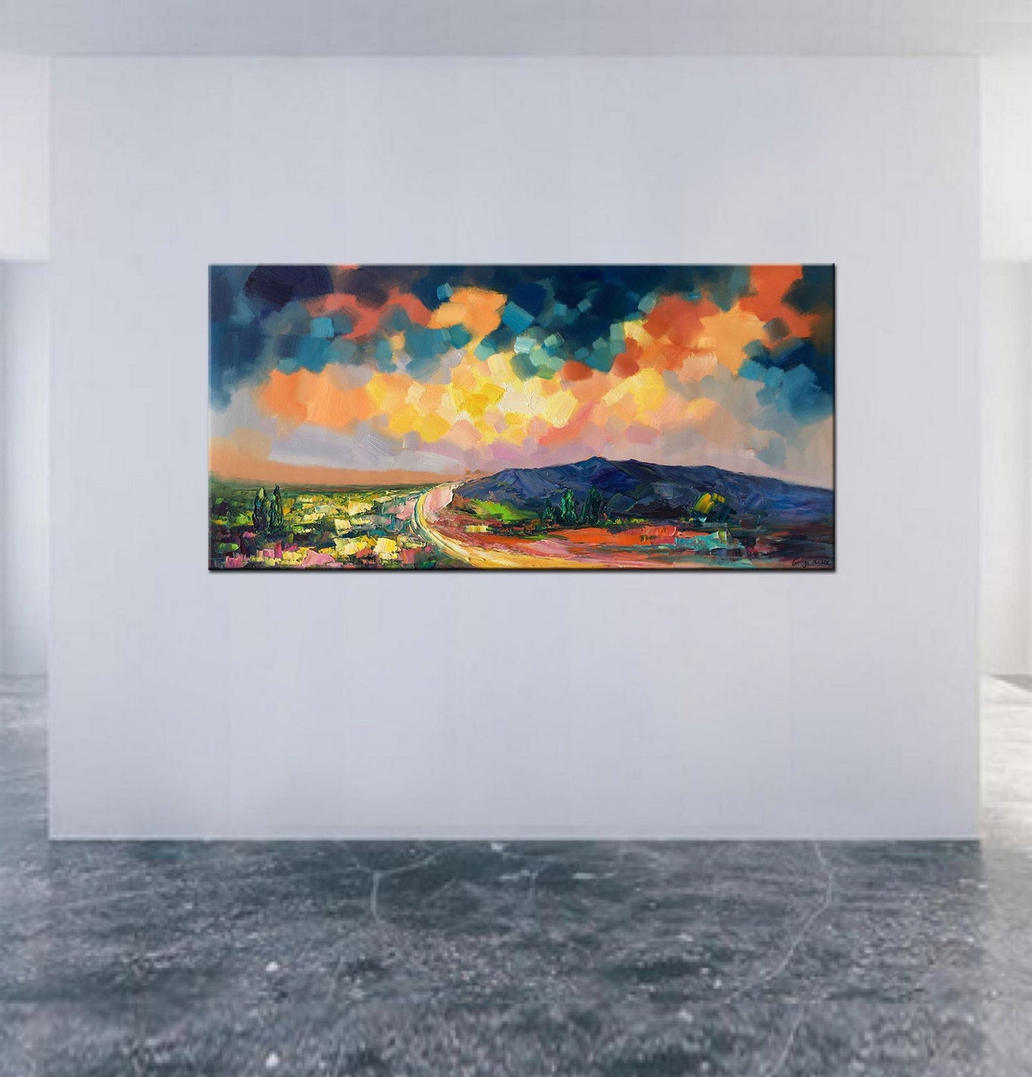 Oil Painting, Landscape Painting, Large Artwork, Living Room Decor, Original Painting, 24x48, Abstract Landscape Painting, Canvas Art