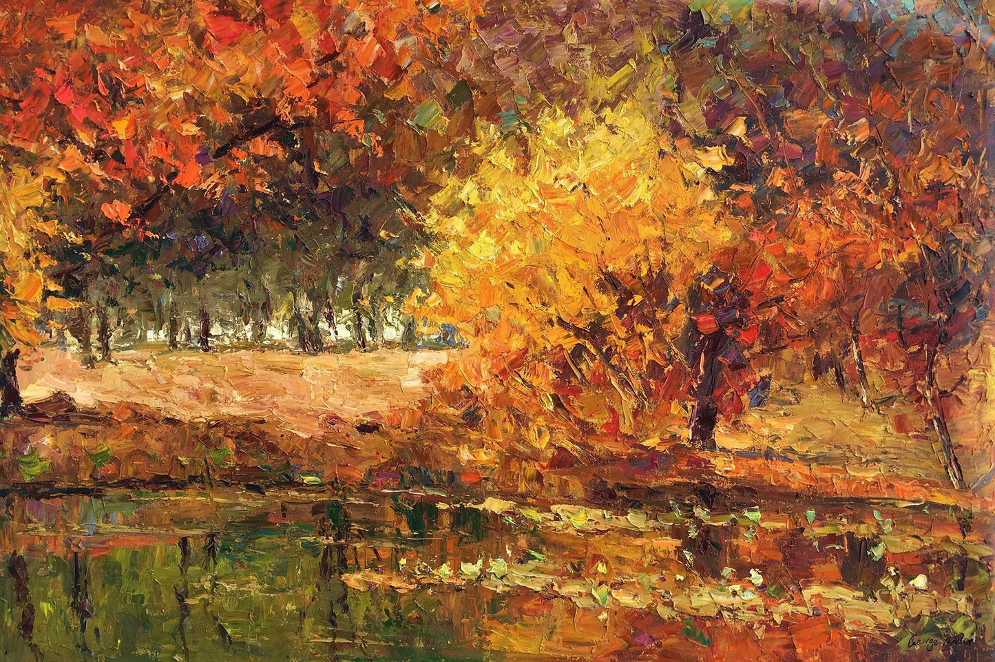 Oil Painting Autumn Forest, Canvas Wall Art, Wall Art Painting, Abstract Landscape, Extra Large Abstract Painting, Handmade Contemporary Art