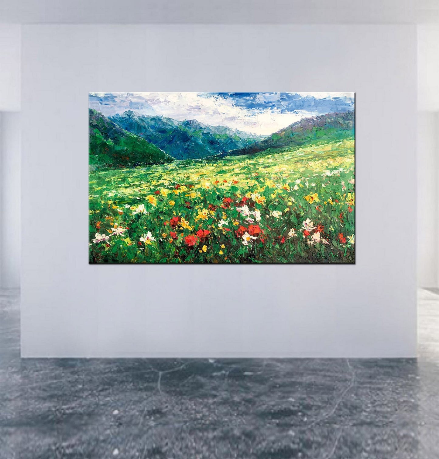 Landscape Oil Painting Spring Mountains, Coffee Wall Art, Abstract Canvas Art, Contemporary Painting, Oil Painting Original, Landscape Art