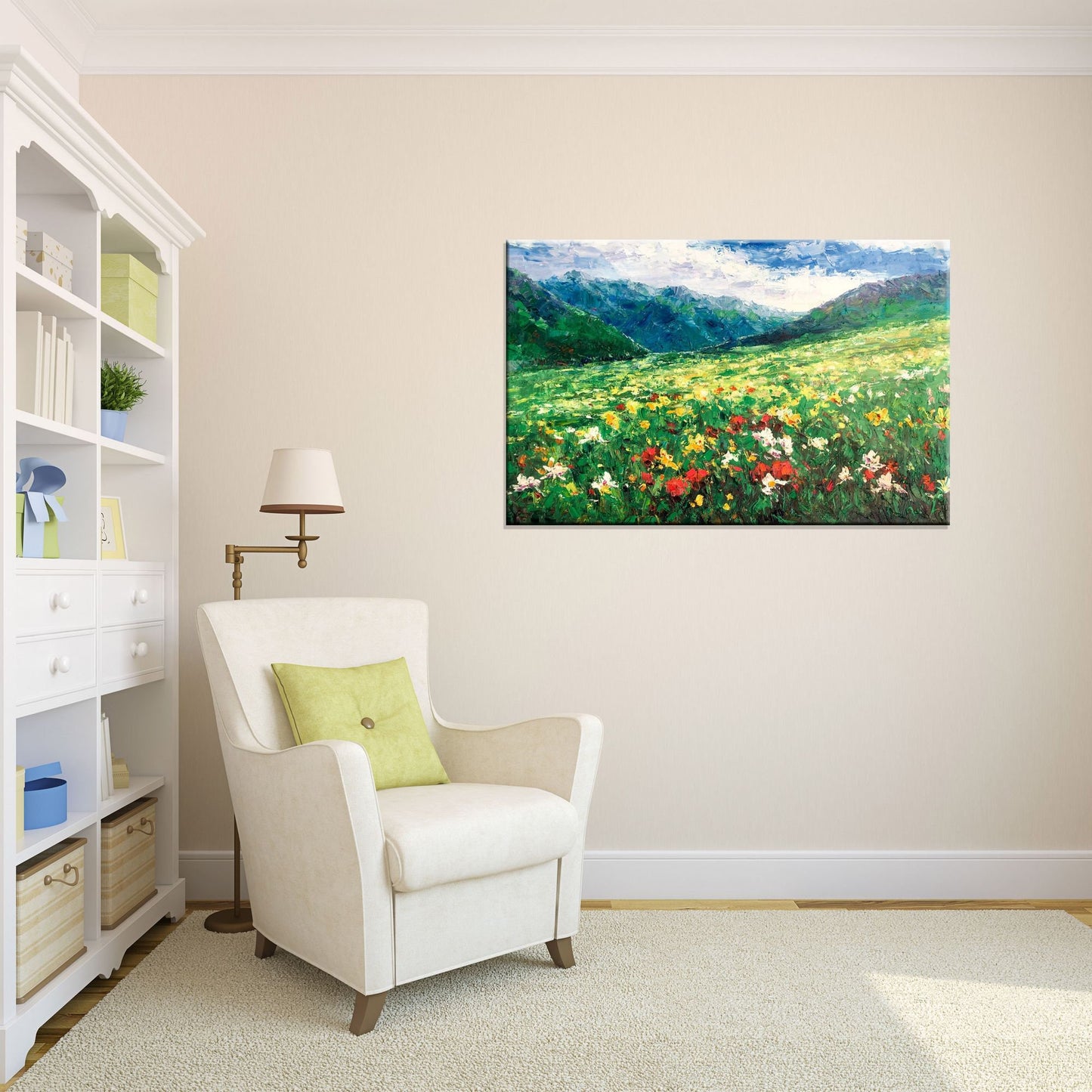 Landscape Oil Painting Spring Mountains, Coffee Wall Art, Abstract Canvas Art, Contemporary Painting, Oil Painting Original, Landscape Art