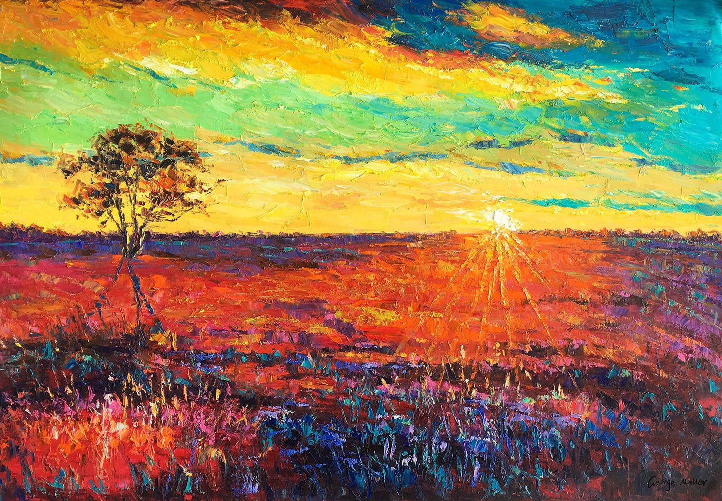 Landscape Oil Painting Tuscany Sunrise, Abstract Painting, Large Canvas Art, Modern Art, Original Oil Painting, Wall Decor, Palette Knife