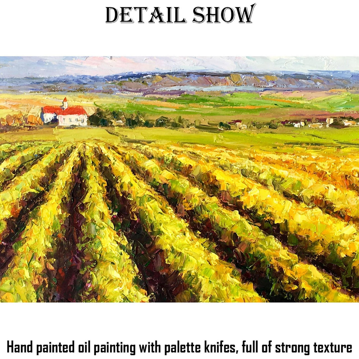 Large Oil Painting Vineyard, Modern Art, Rustic Living Room Decor, Oil Painting Abstract, Canvas Wall Art, Original Landscape Oil Paintings