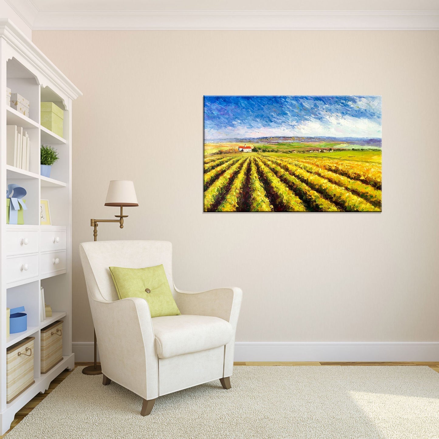 Large Oil Painting Vineyard, Modern Art, Rustic Living Room Decor, Oil Painting Abstract, Canvas Wall Art, Original Landscape Oil Paintings