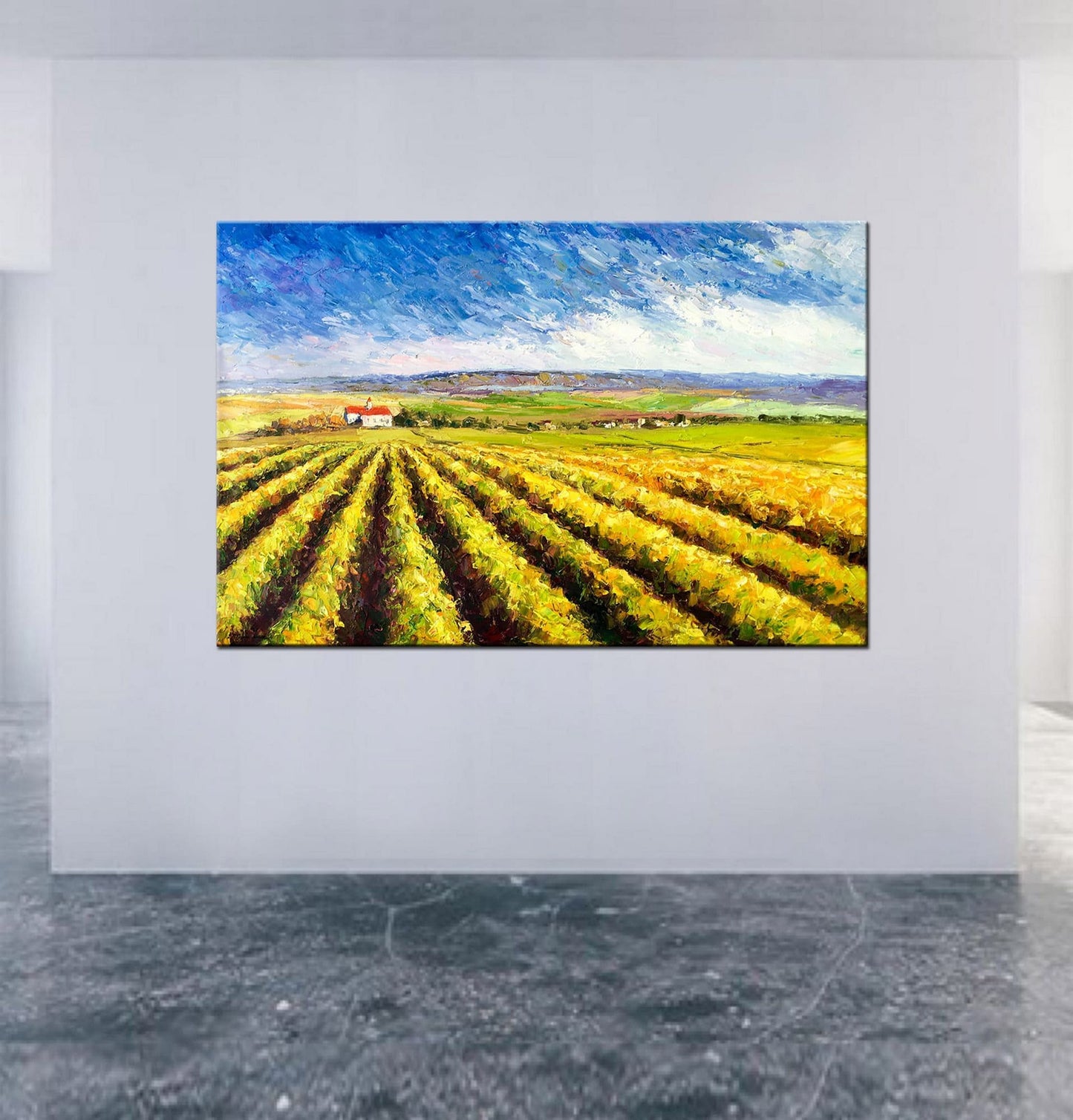 Large Oil Painting Vineyard, Modern Art, Rustic Living Room Decor, Oil Painting Abstract, Canvas Wall Art, Original Landscape Oil Paintings