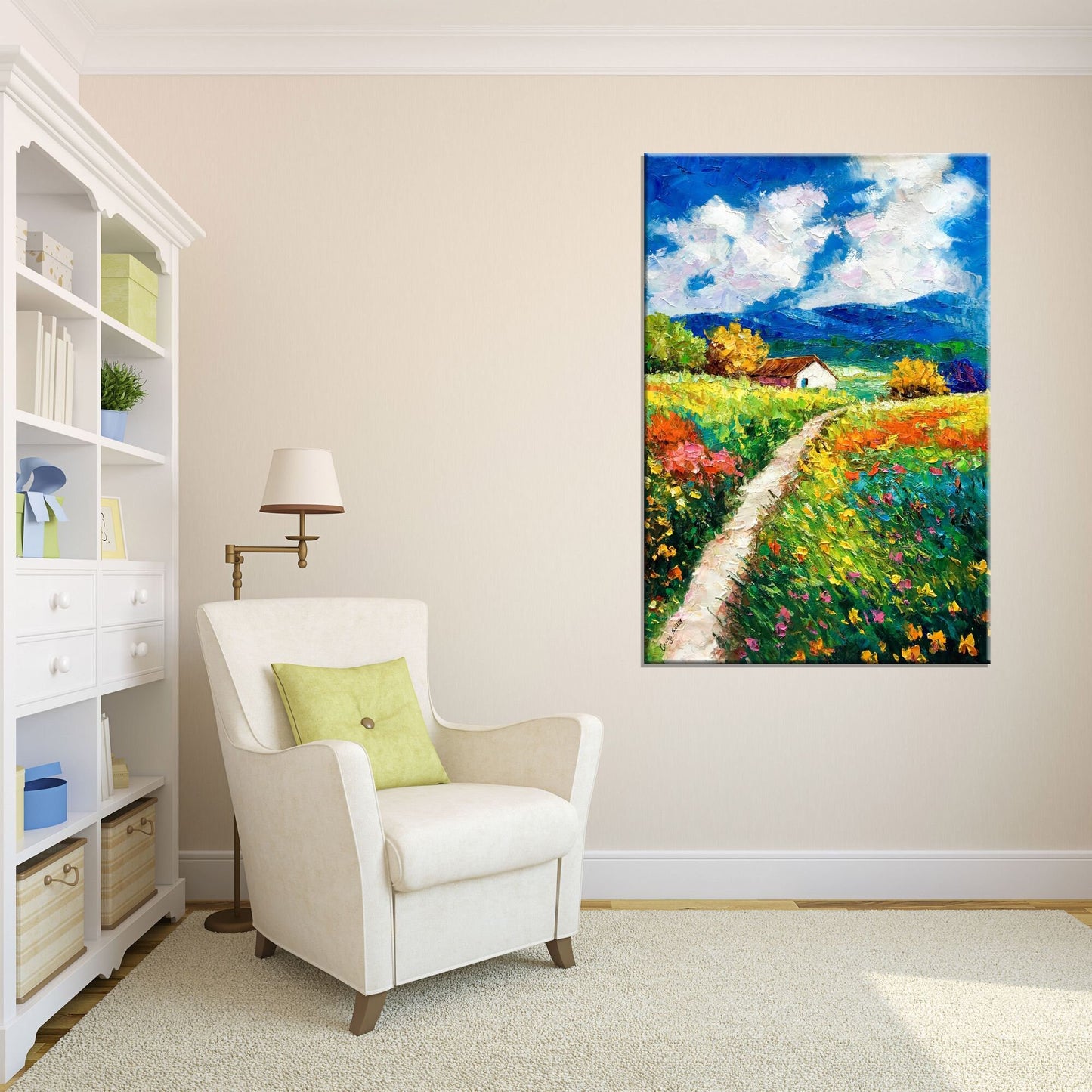Landscape Oil Paintings Spring Vivid Color, Original Oil Painting, Large Canvas Art, Modern Painting, Oil Painting Abstract, Wall Decor