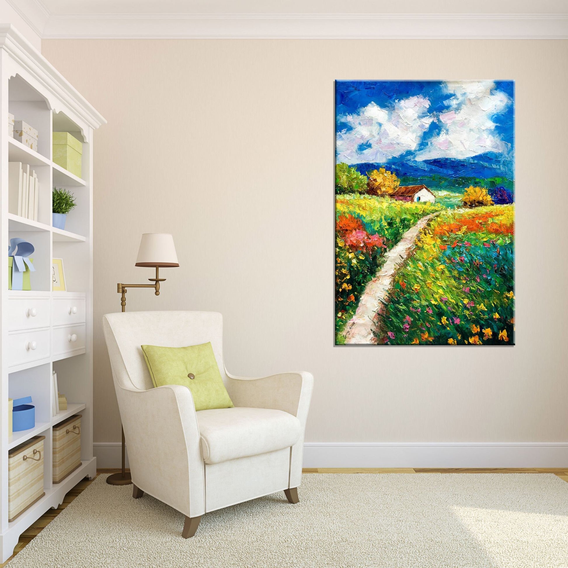 Landscape Oil Paintings Spring Vivid Color, Original Oil Painting, Large Canvas Art, Modern Painting, Oil Painting Abstract, Wall Decor