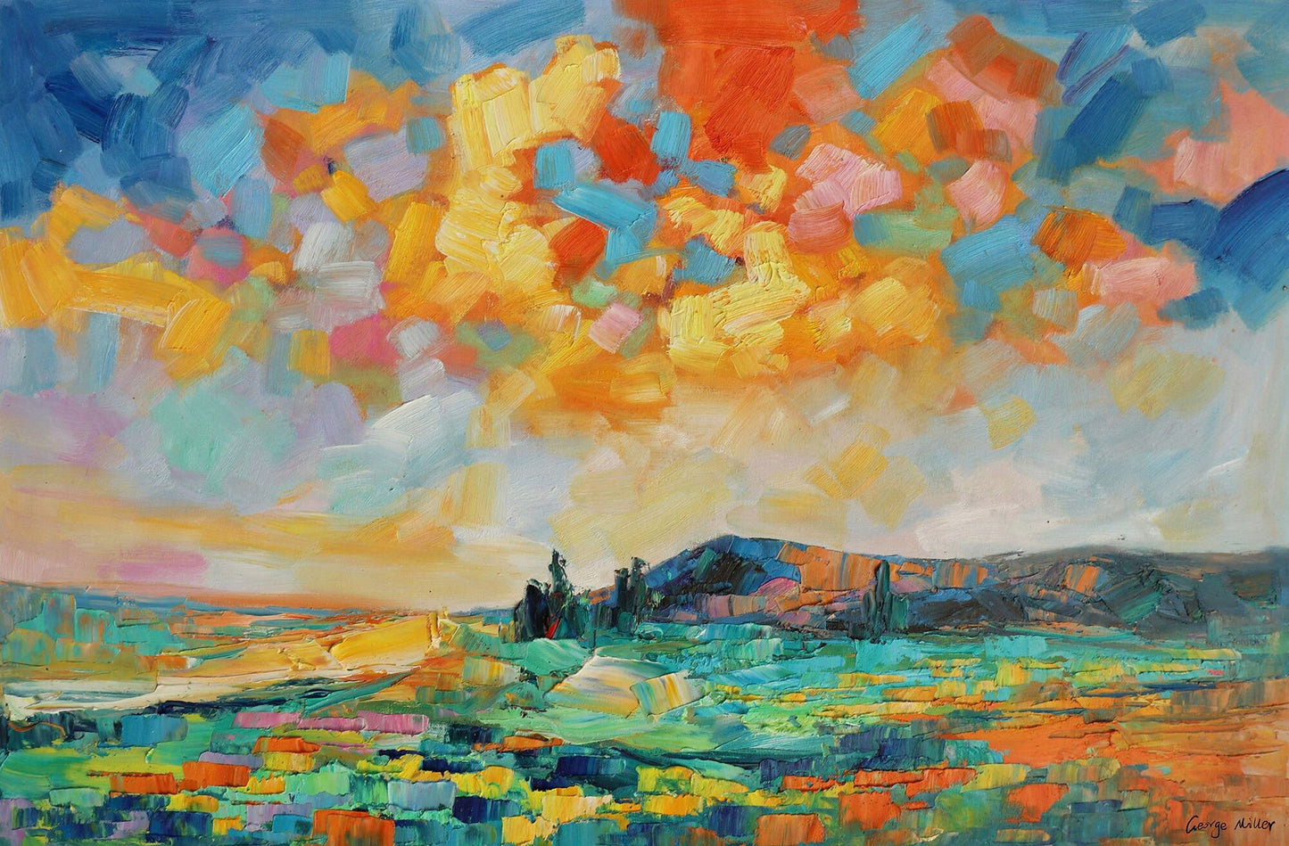 Large Abstract Landscape Oil Painting, Tuscany Art, Abstract Wall Art, Abstract Canvas Art, Modern Painting, Original Oil Painting Landscape