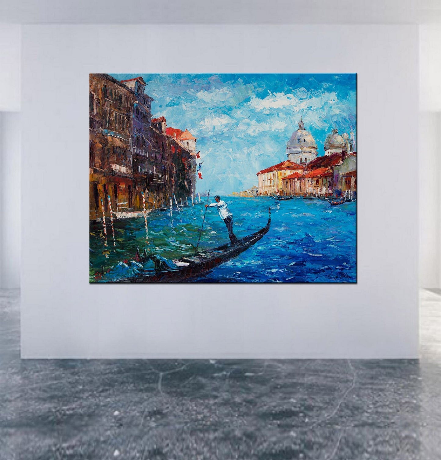 Large Painting Venice Grand Cancal Gondora, Modern Painting, Oil Painting Original, Canvas Art, Canvas Wall Decor, Oil Painting Landscape,
