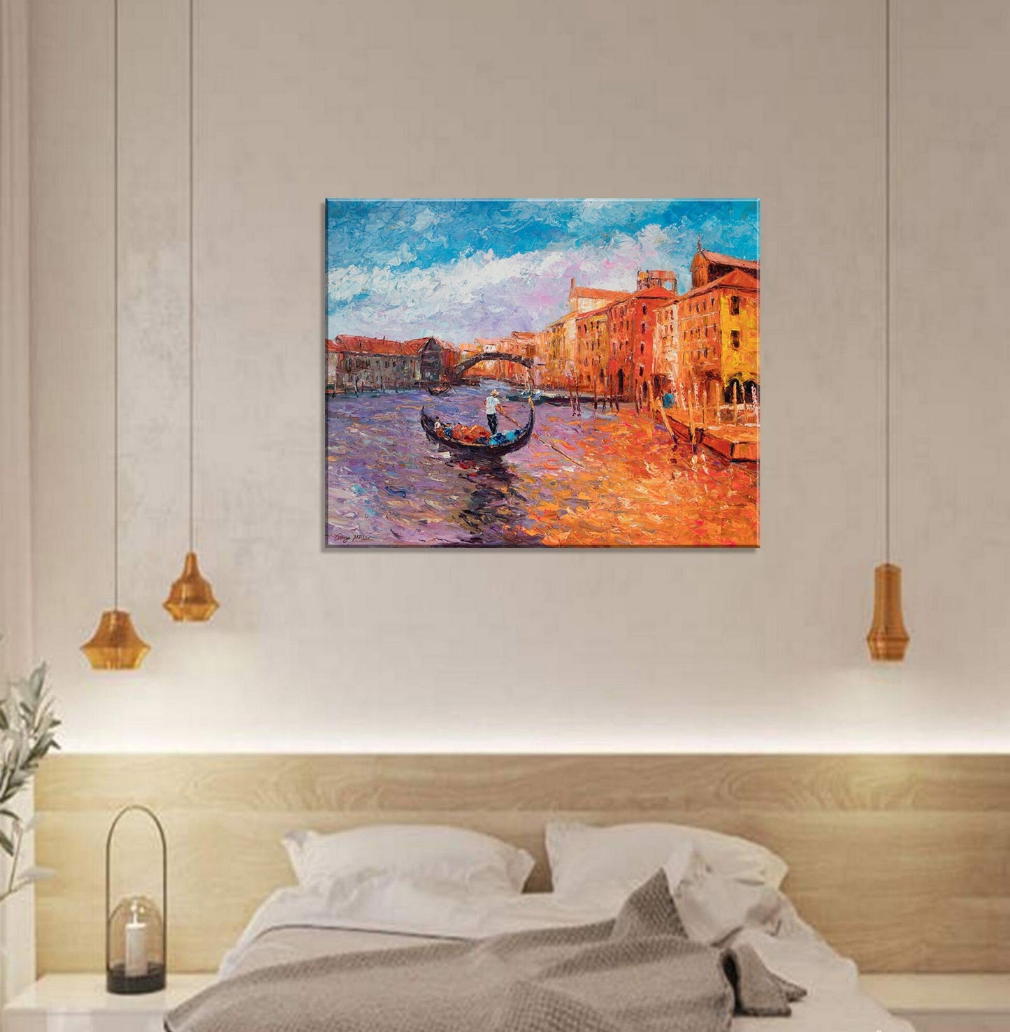Large Painting Venice Grand Cancal Gondora, Modern Painting, Oil Painting Original, Canvas Art, Canvas Wall Decor, Oil Painting Cityscape