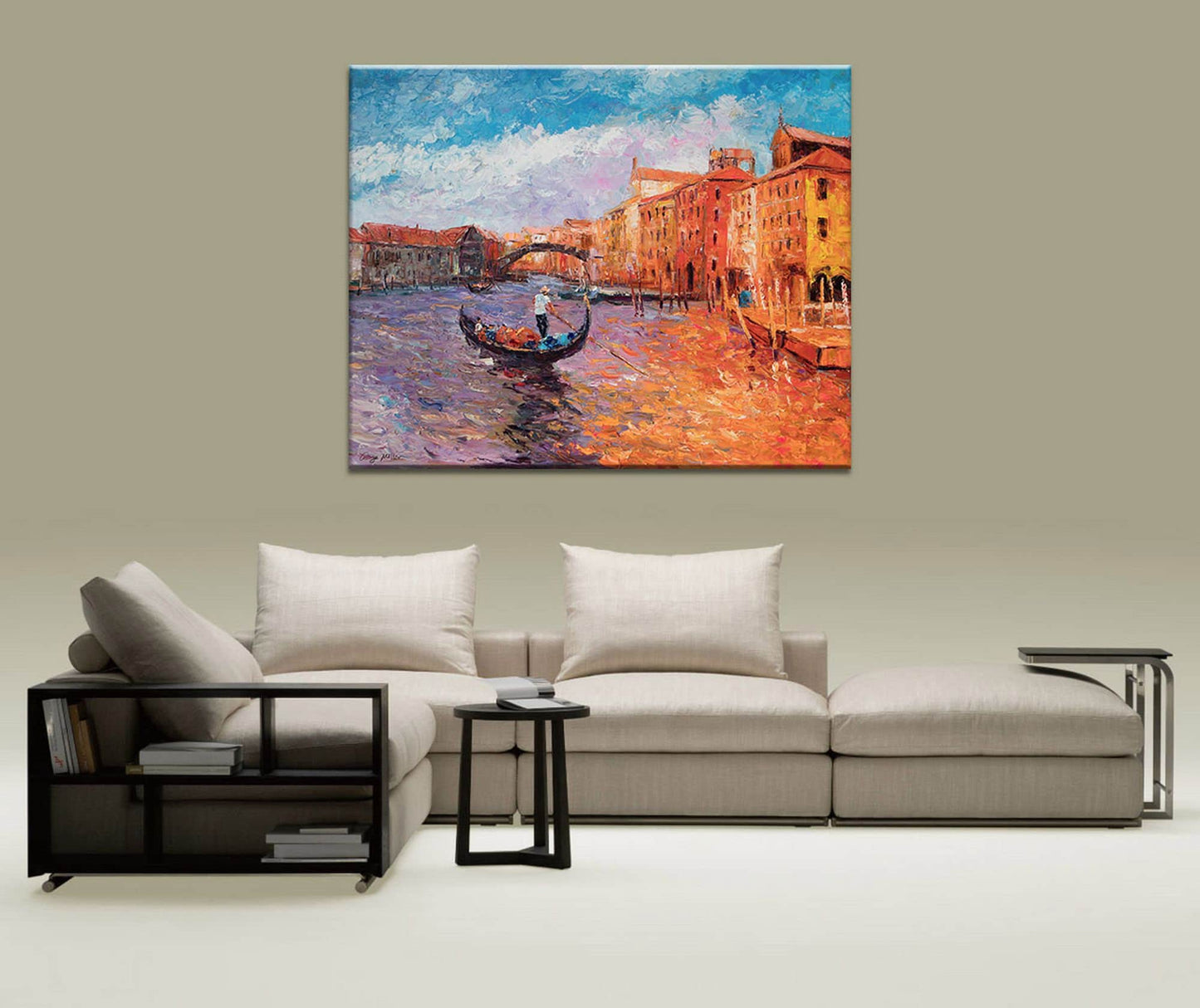 Large Painting Venice Grand Cancal Gondora, Modern Painting, Oil Painting Original, Canvas Art, Canvas Wall Decor, Oil Painting Cityscape