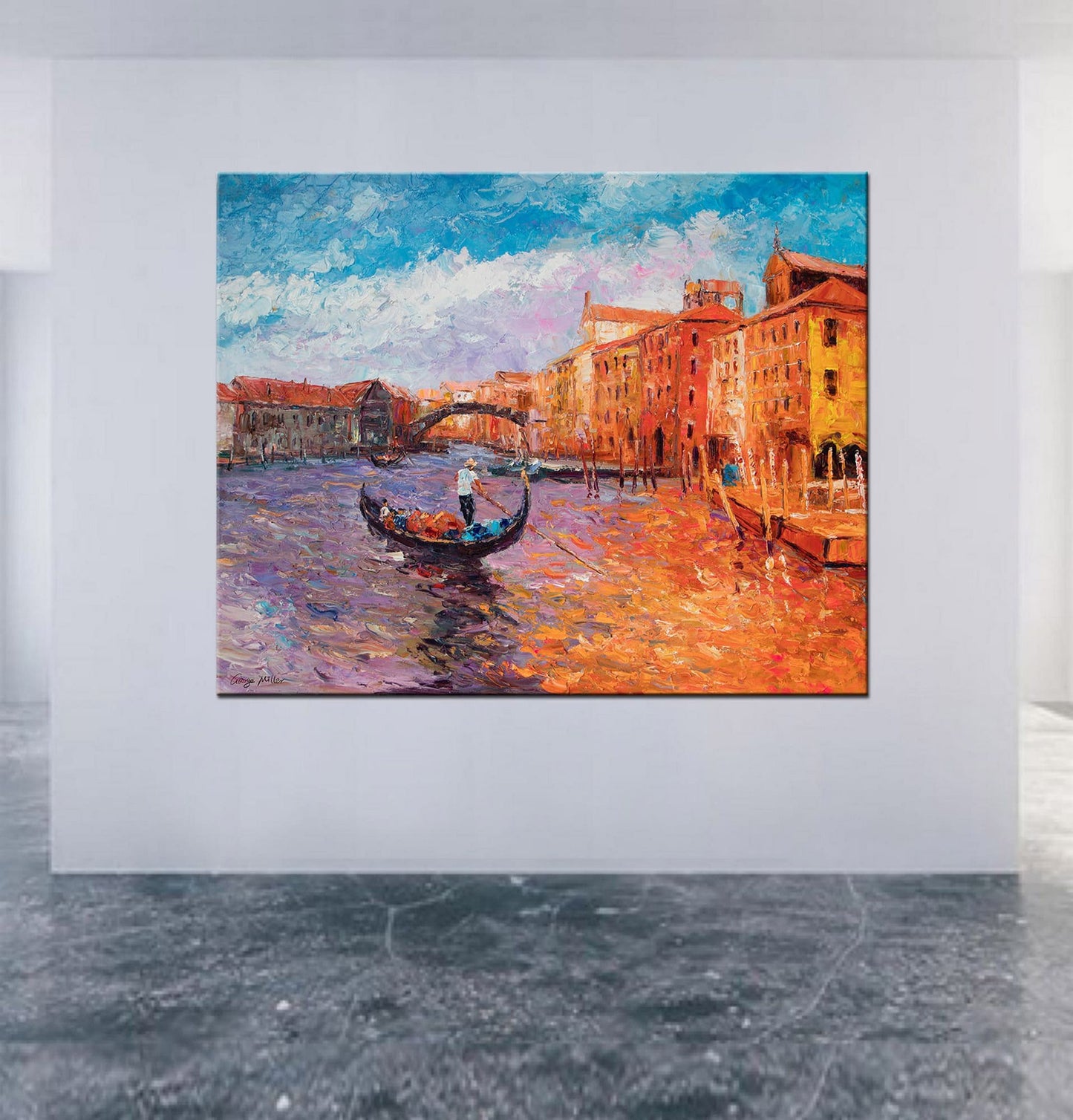 Large Painting Venice Grand Cancal Gondora, Modern Painting, Oil Painting Original, Canvas Art, Canvas Wall Decor, Oil Painting Cityscape