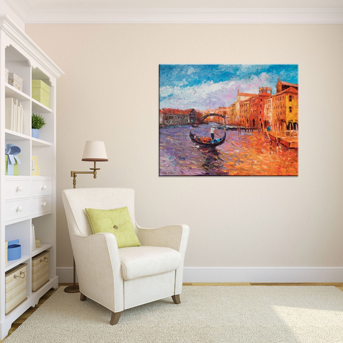 Large Painting Venice Grand Cancal Gondora, Modern Painting, Oil Painting Original, Canvas Art, Canvas Wall Decor, Oil Painting Cityscape