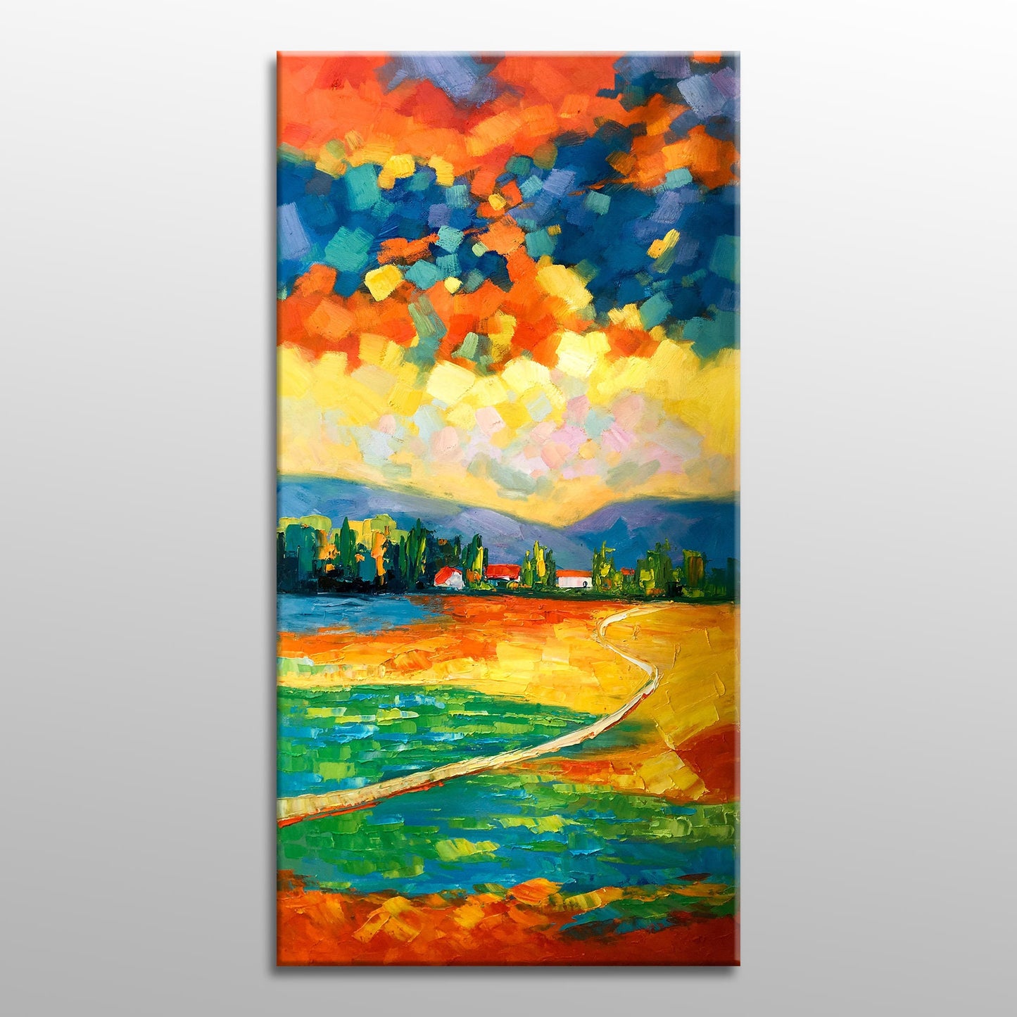 Oil Painting Abstract Landscape Italian Tuscany, Original Abstract Painting, Large Canvas Art, Large Wall Decor, Abstract Landscape Painting