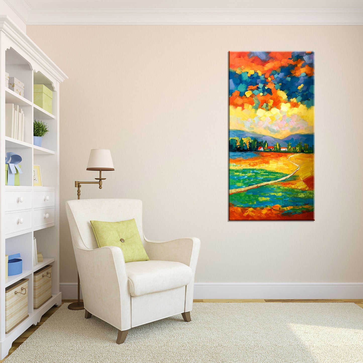 Oil Painting Abstract Landscape Italian Tuscany, Original Abstract Painting, Large Canvas Art, Large Wall Decor, Abstract Landscape Painting
