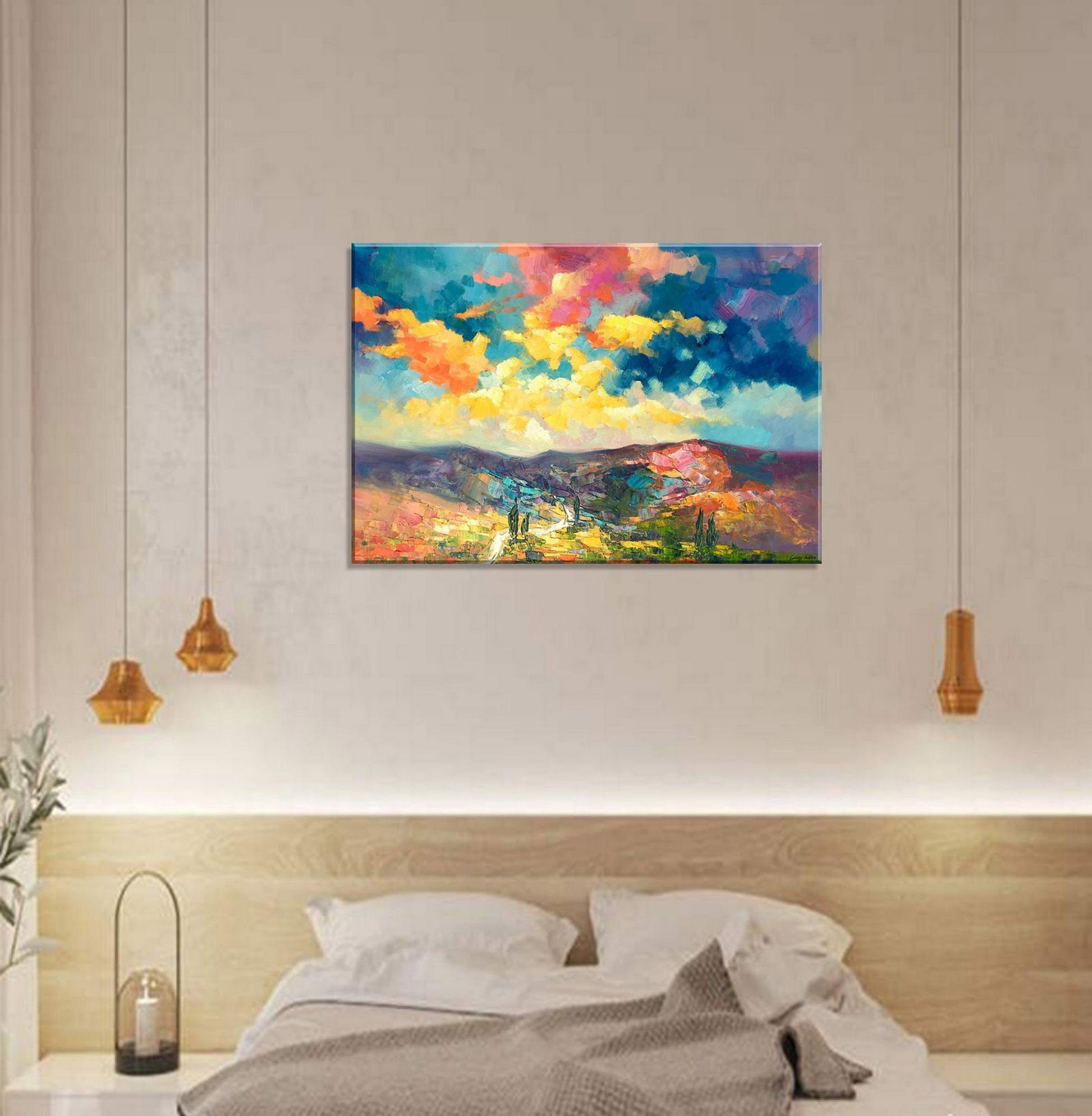 Large Landscape Painting, Original Oil Painting, Wall Decor, Painting Abstract, Living Room Decor, Large Canvas Painting, Canvas Art