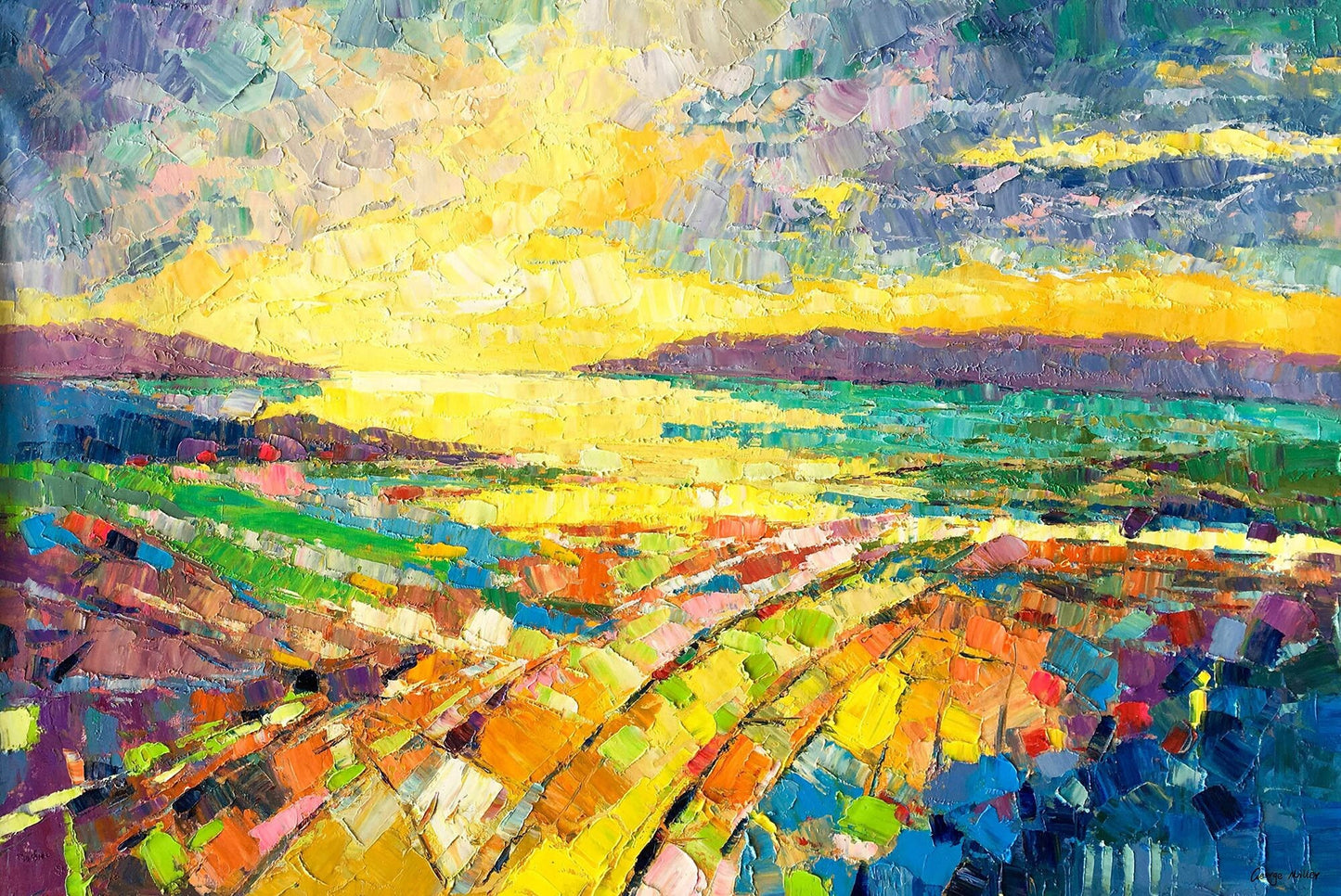 Large Abstract Landscape Painting, Oil Paintings, Abstract Canvas Painting, Living Room Wall Decor, Abstract Wall Art, Abstract Painting