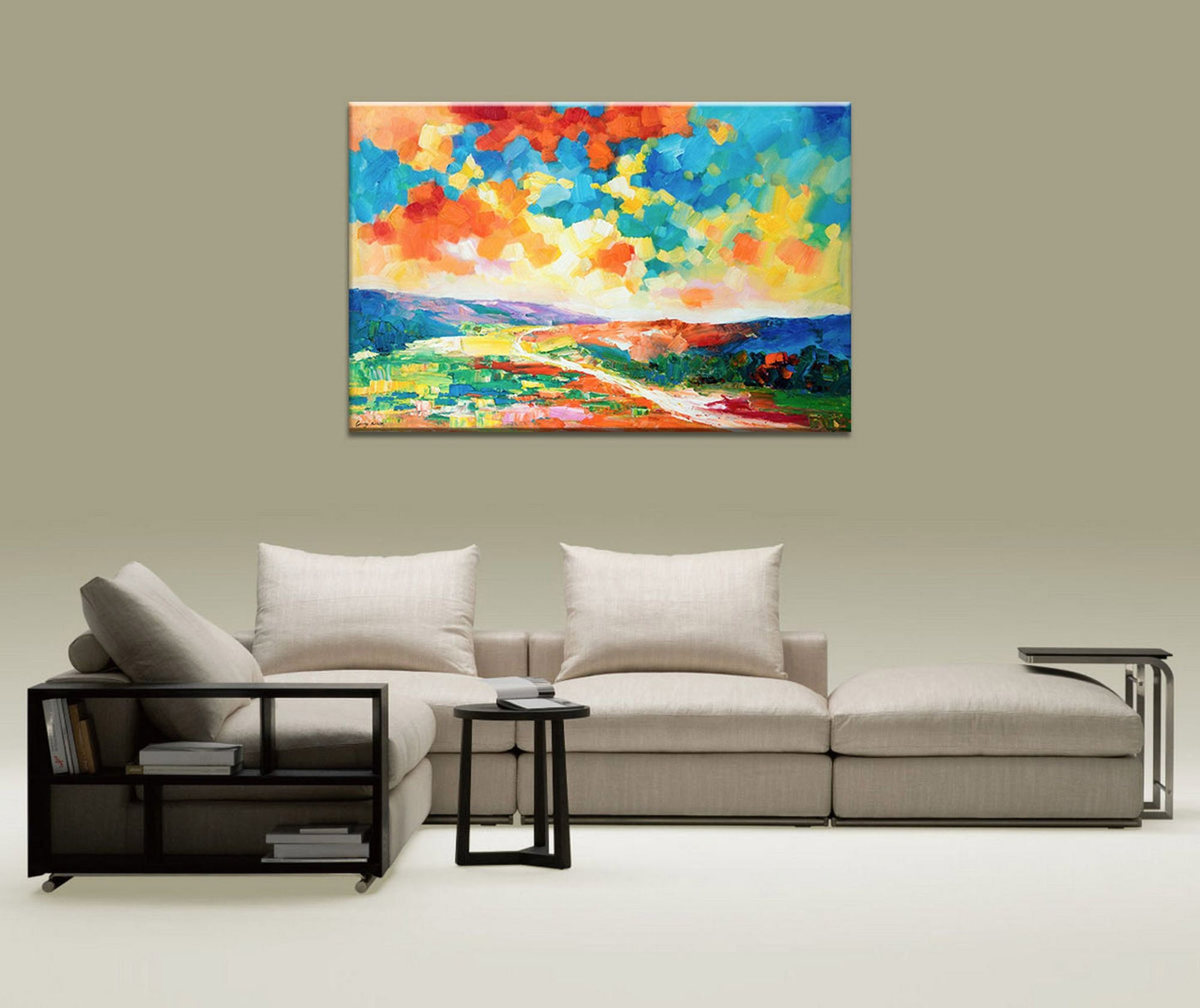 Large Abstract Landscape Oil Painting, Wall Art, Oil On Canvas Painting, Landscape Wall Art, Oversized Paintings On Canvas, Handmade Art
