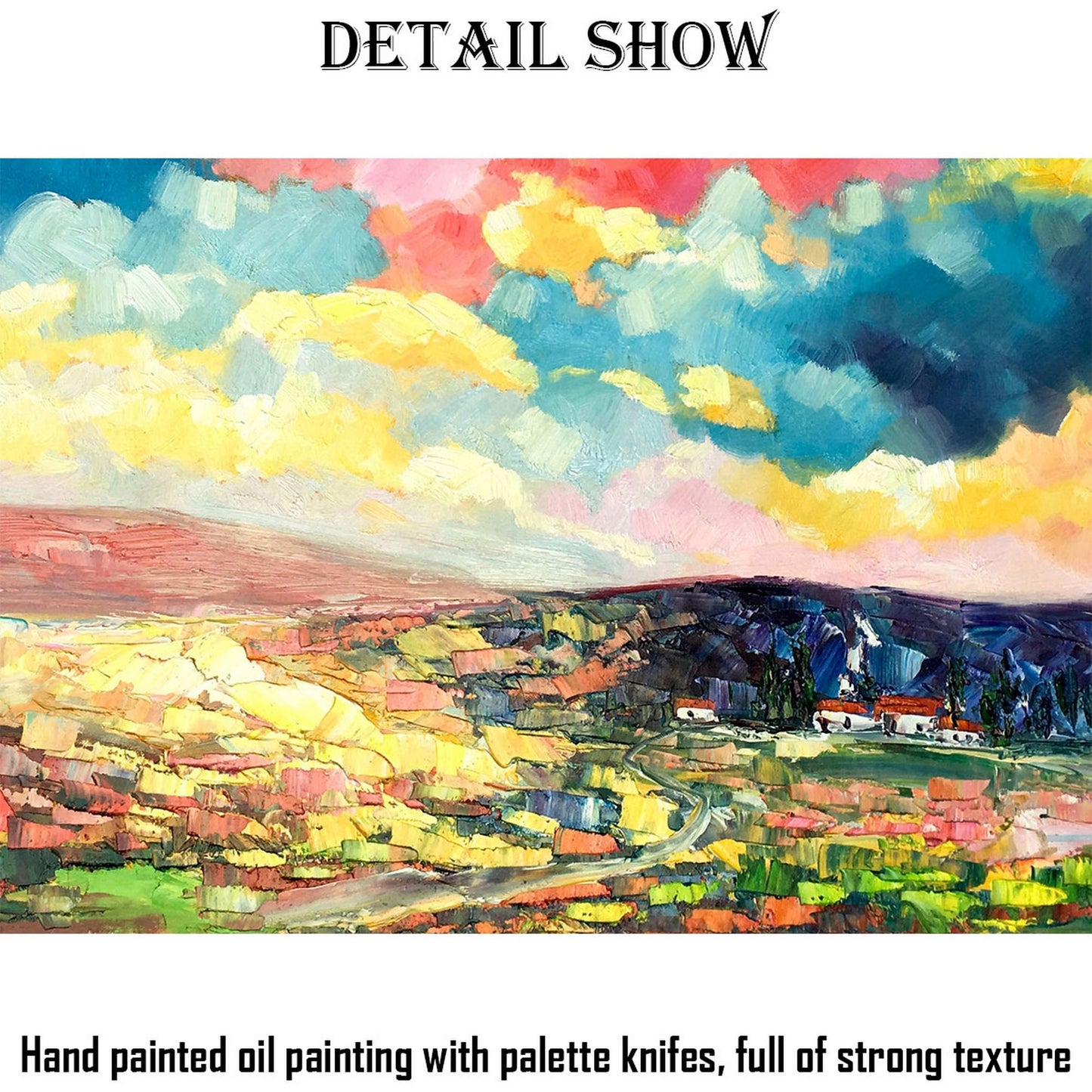 Italian Tuscany Abstract Landscape Oil Painting, Canvas Art, Oil Painting, Landscape Wall Art, Large Canvas Art, Handmade, Contemporary Art