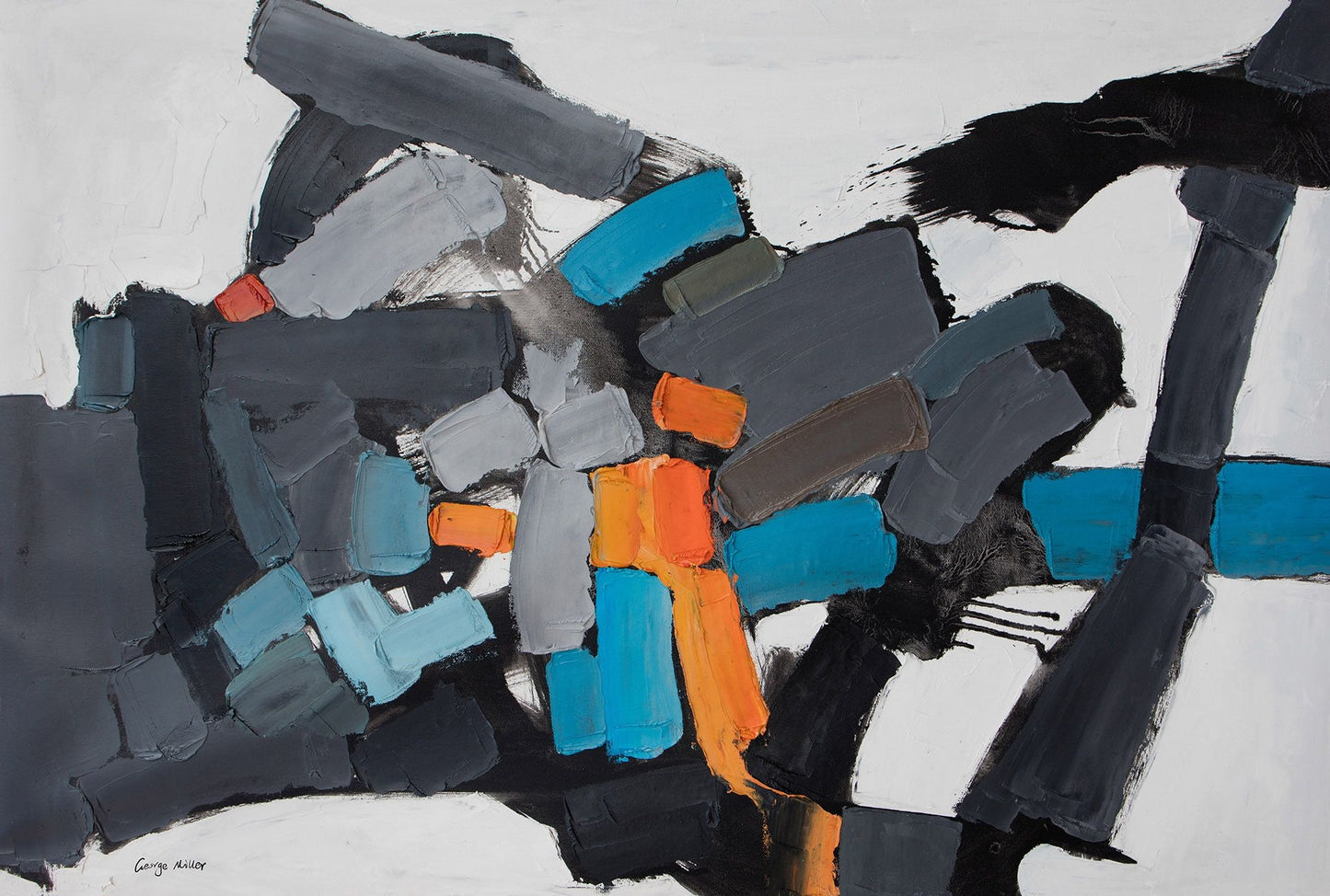 Oil Painting Black and White, Large Abstract Art, Canvas Art, Contemporary Wall Art, Livingroom Decor, Modern Art, Palette Knife Painting