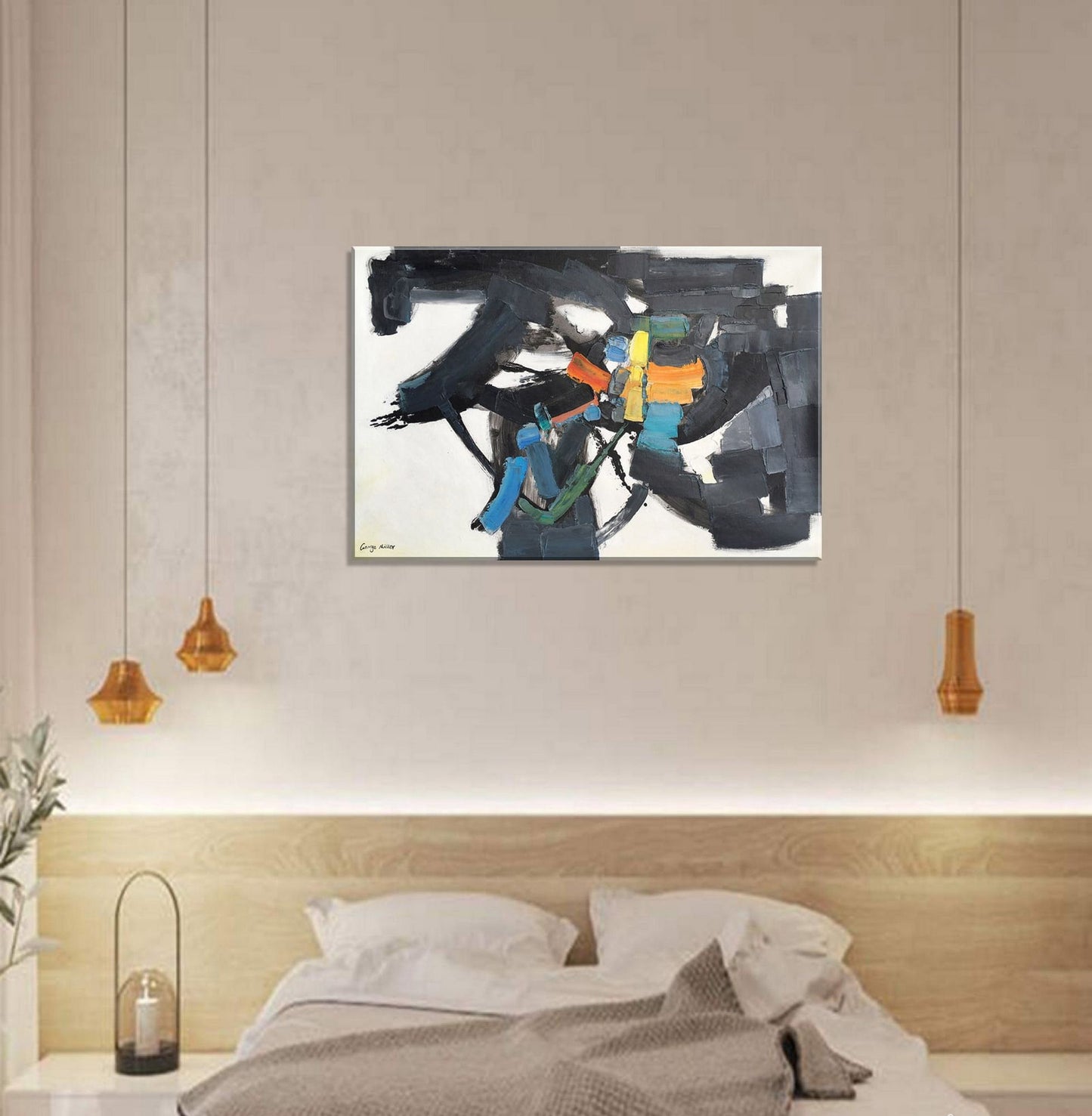 Large Black and White Canvas Art, Modern Painting, Rustic Wall Decor, Large Oil Painting, Original Art, Bedroom Wall Decor, Abstract Art
