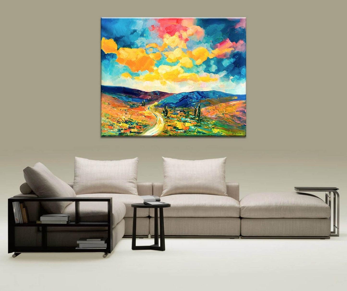 Abstract Landscape Oil Painting, Fine Art, Paintings On Canvas, Landscape Painting, Oversized Painting, Handmade Art, Rustic Oil Painting