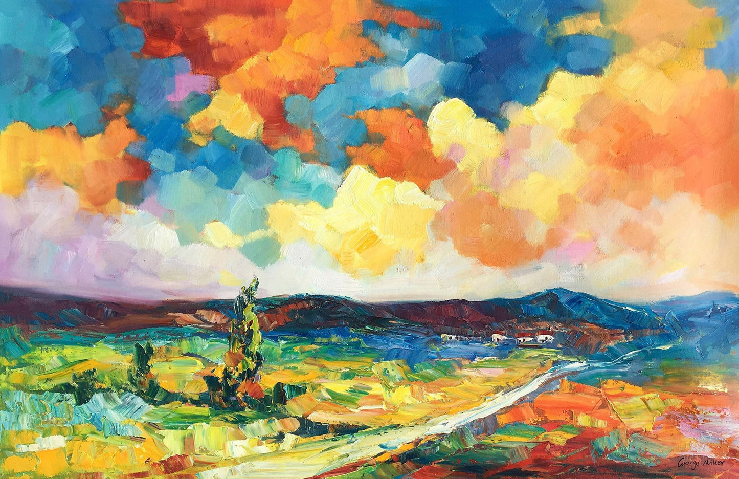 Large Landscape Oil Painting, Original Art, Rustic Living Room Decor, Original Landscape Oil Paintings, Large Painting, Family Wall Decor