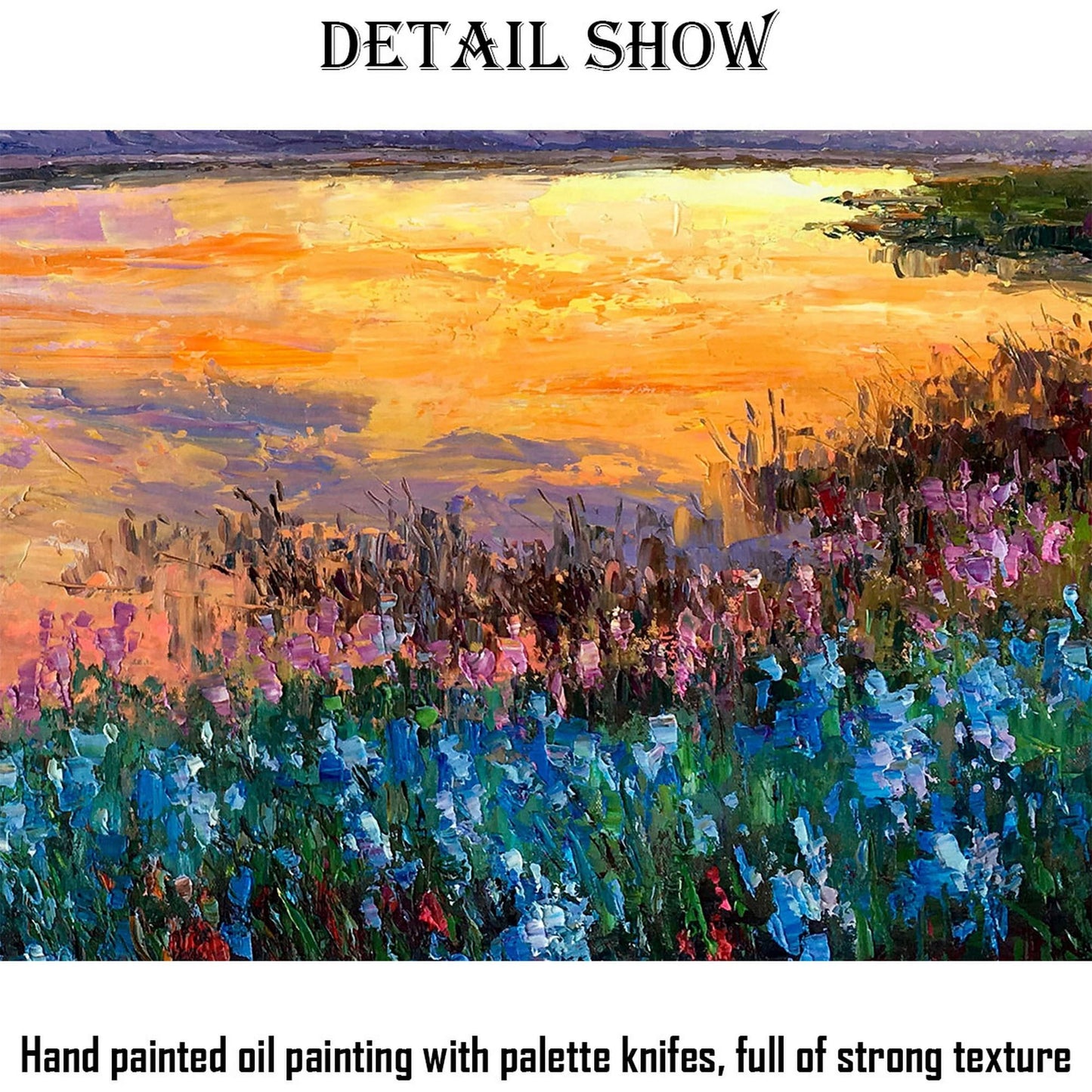 Large Oil Painting, Sunset by the River, Original Painting, Contemporary Painting, Landscape Painting, Large Canvas Wall Art, Wall Decor