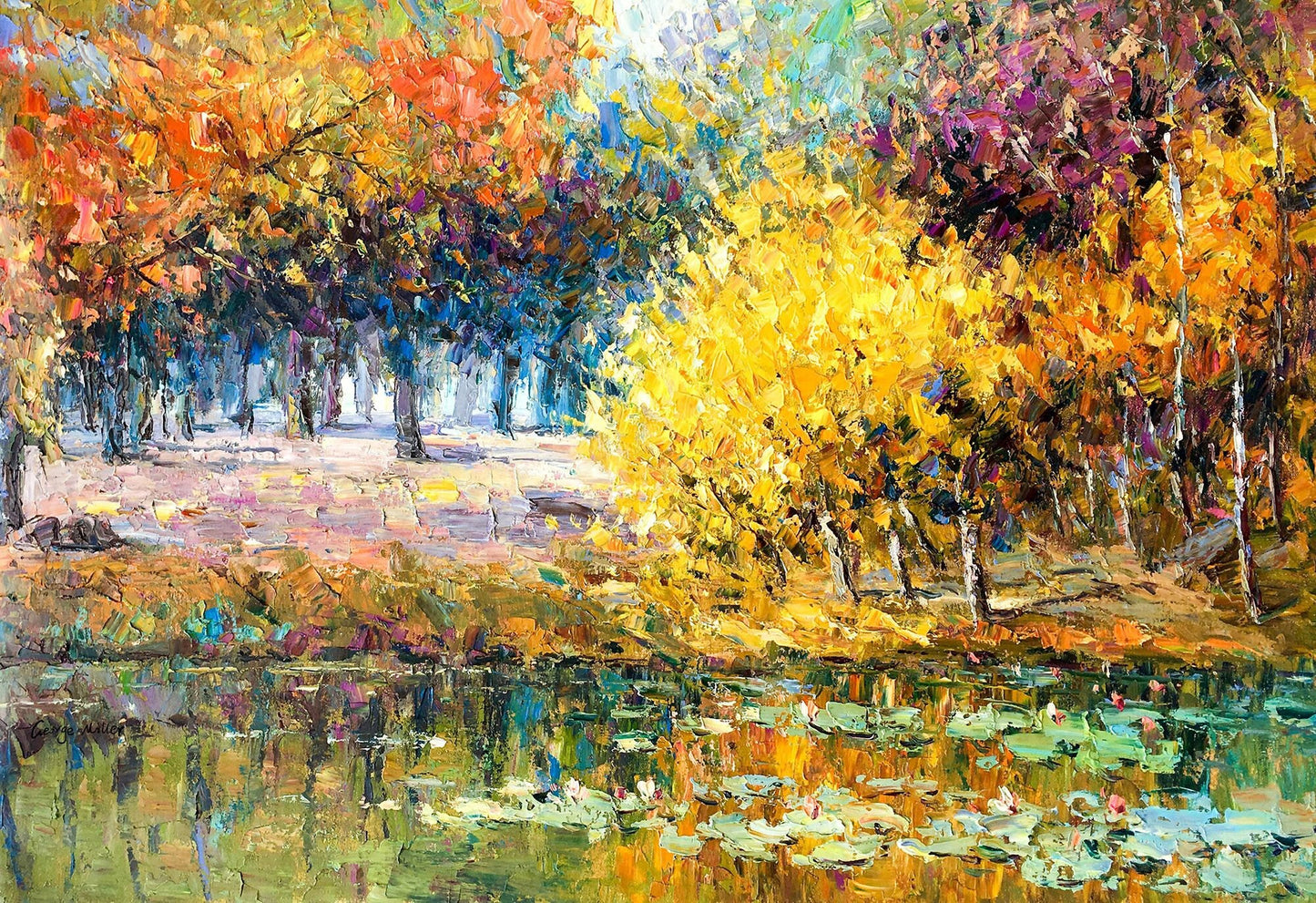 Landscape Oil Painting Autumn Forest, Modern Art, Wall Hanging, Large Canvas Art, Painting Abstract, Kitchen Wall Decor, Canvas Art, Art