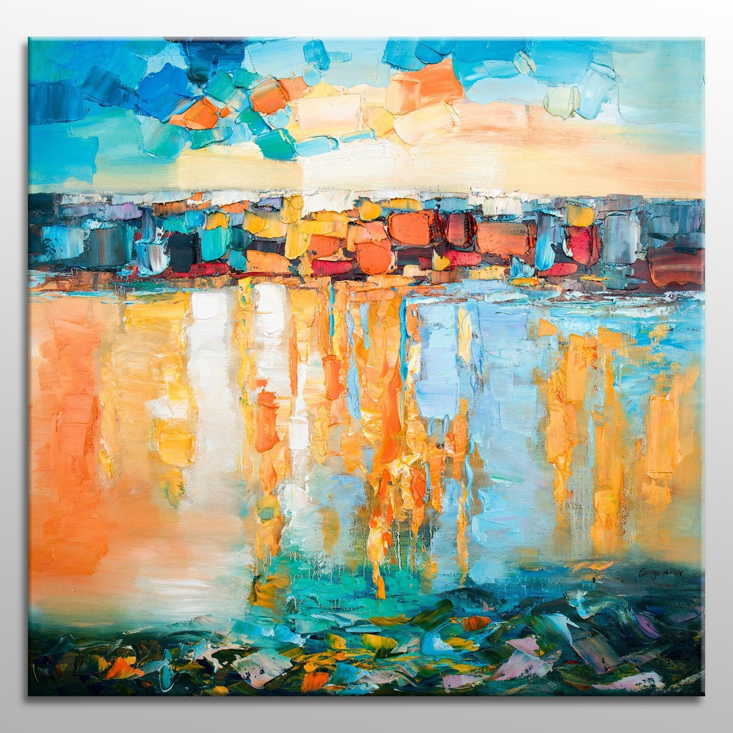 Large Abstract Oil Painting Square, Canvas Art, Paintings On Canvas, Abstract Original Painting Fluid Wall Art Gold, Large Oil Painting