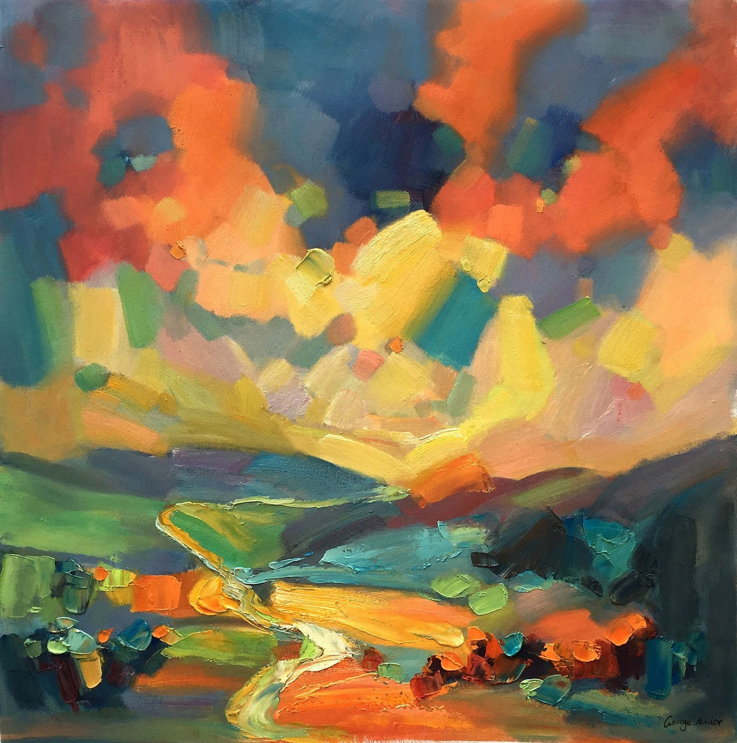 Abstract Landscape Oil Painting, Canvas Art, Wall Art Painting, Extra Large Painting, Hand Painted, Rustic Oil Painting, Impasto Painting