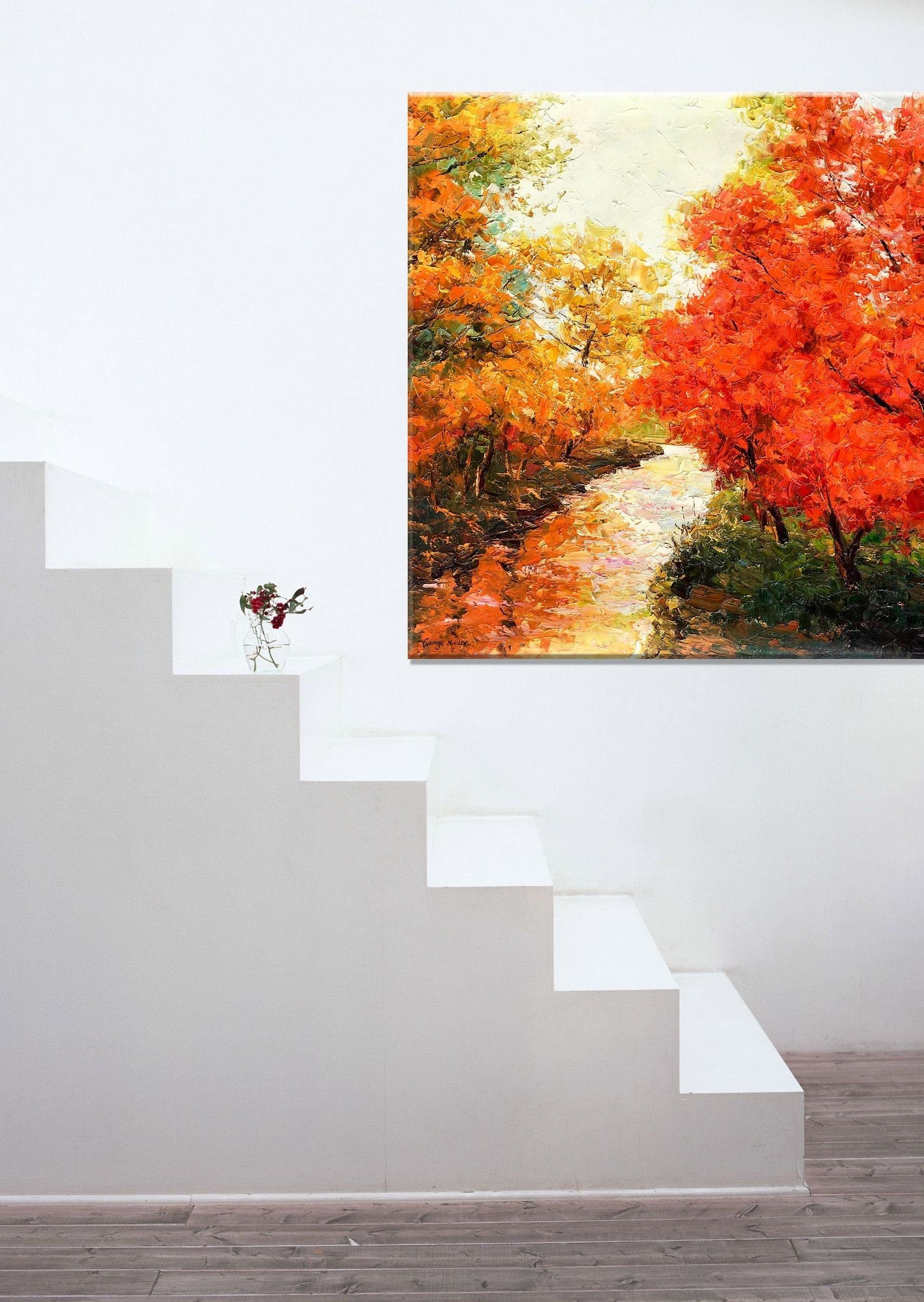 Autumn Forest Landscape Oil Painting, Canvas Painting, Wall Art Painting, Landscape, Extra Large Wall Art, Handmade Art, Modern Painting