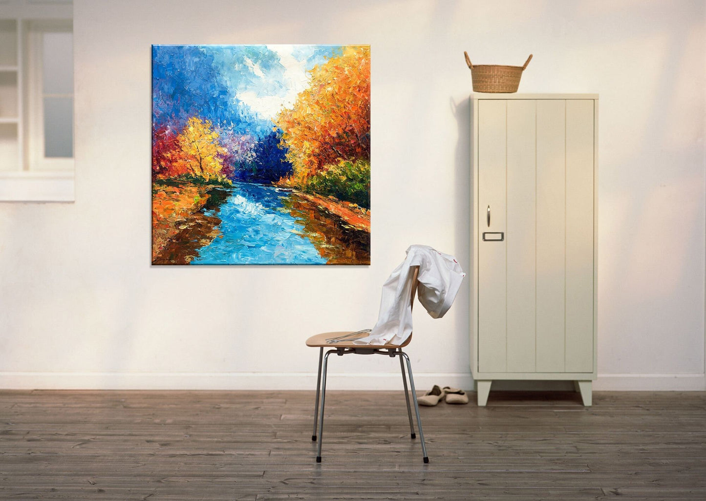 Oil Painting Landscape Autumn Forest, Wall Art, Large Wall Art Painting, Abstract Canvas Painting, Original Art, Landscape Oil Paintings