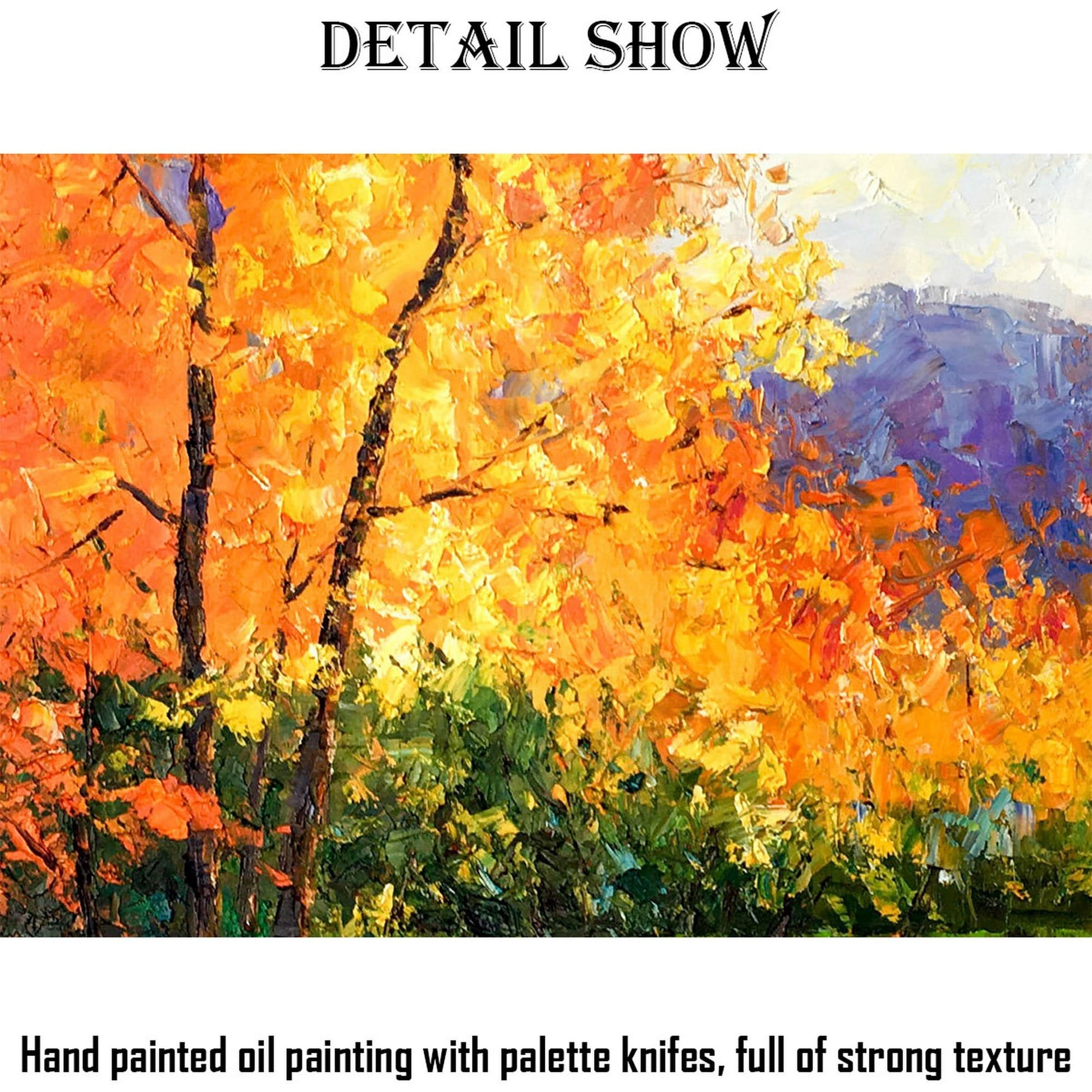 Oil Painting Autumn Trees By The River, Canvas Art, Oil Painting, Landscape Wall Art, Oversized Wall Art, Handmade Painting, Rustic Painting