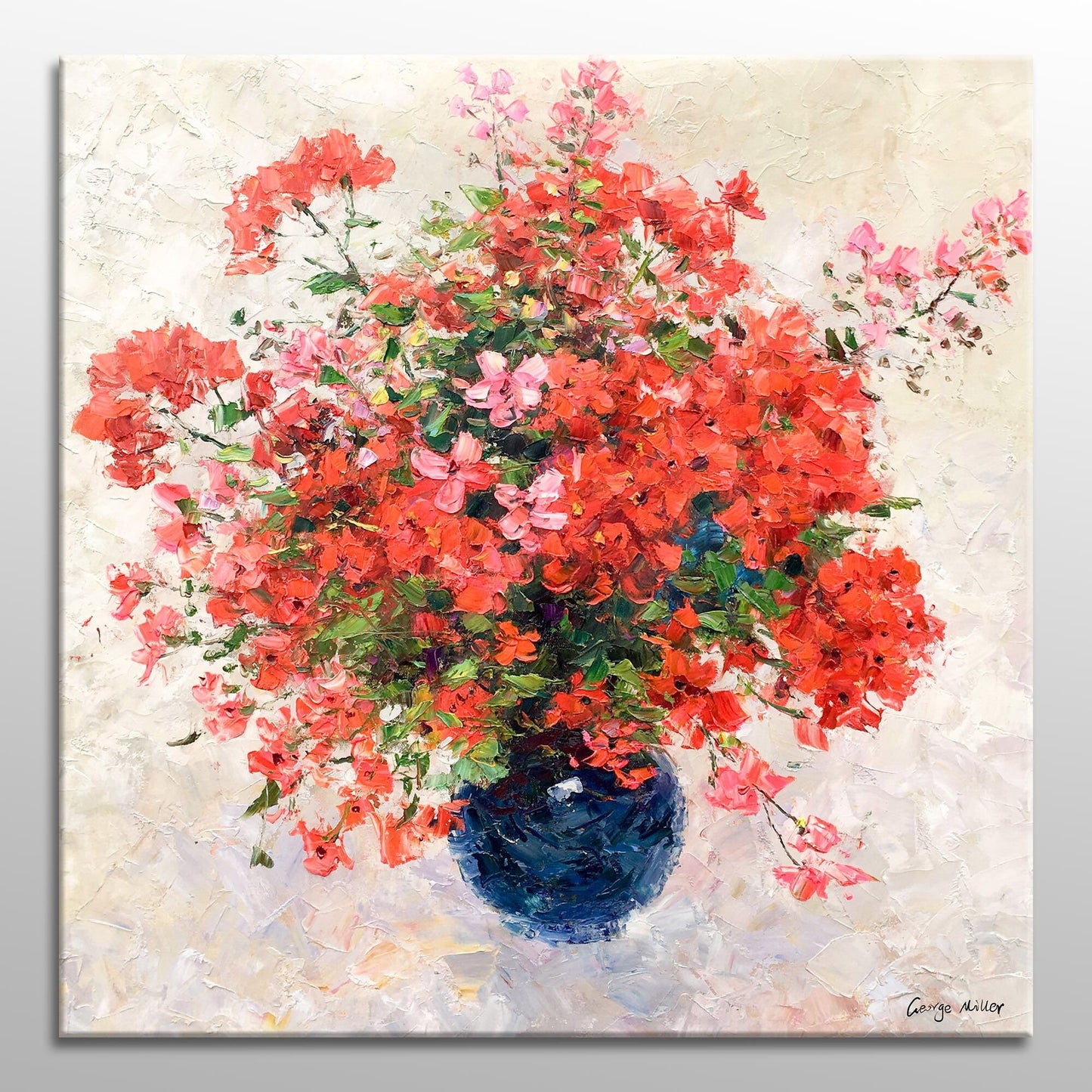 Floral Painting, Canvas Art, Large Wall Decor, Large Abstract Art, Original Oil Painting, Oil Painting Red Flowers, Living Room Wall Decor