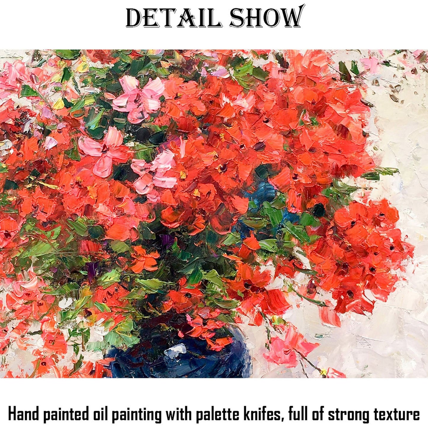 Floral Painting, Canvas Art, Large Wall Decor, Large Abstract Art, Original Oil Painting, Oil Painting Red Flowers, Living Room Wall Decor