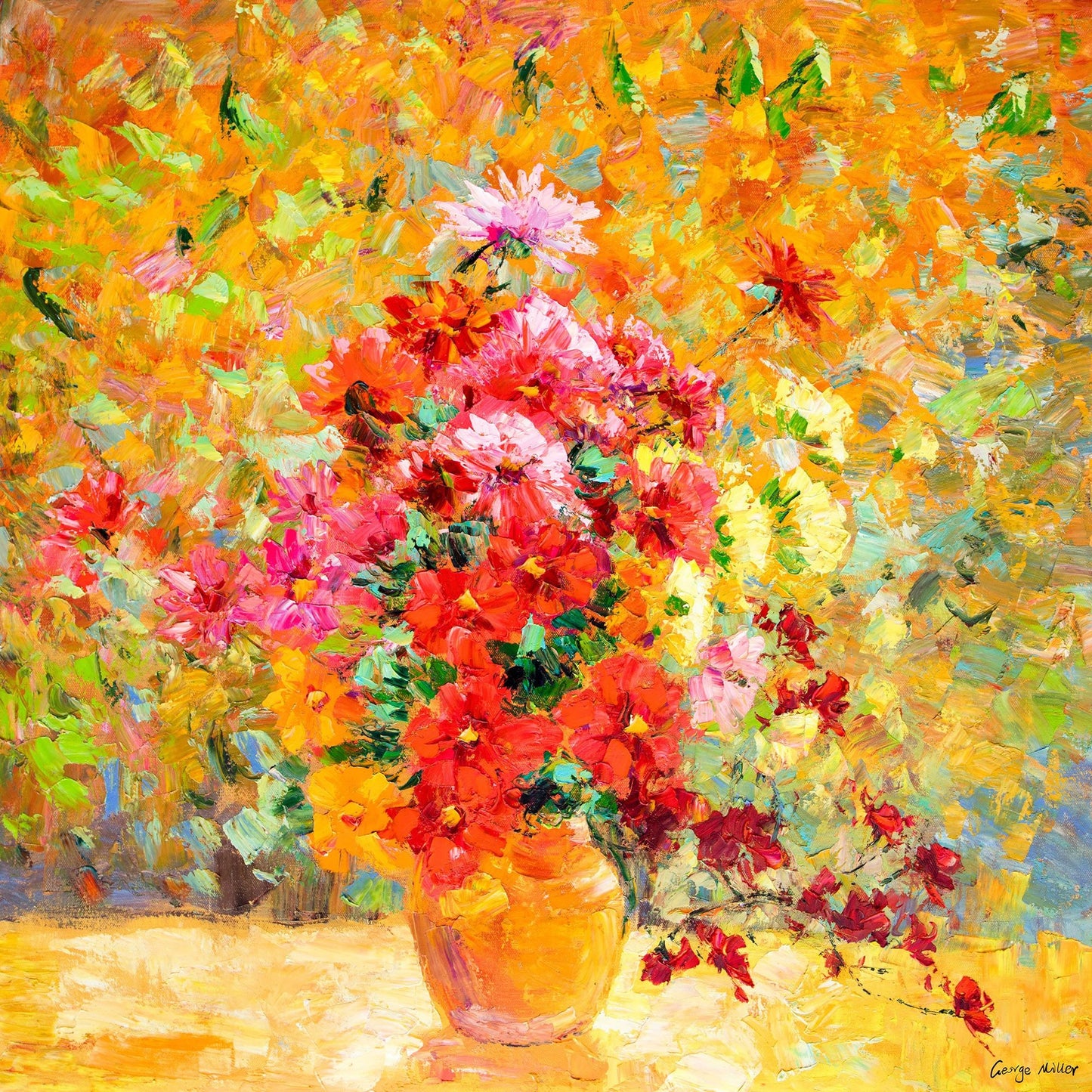 Oil Painitng Spring Flowers Red Yellow, Canvas Art, Large Canvas Art, Flower Art, Original Artwork, Wall Decor, Contemporary Art, Wall Decor