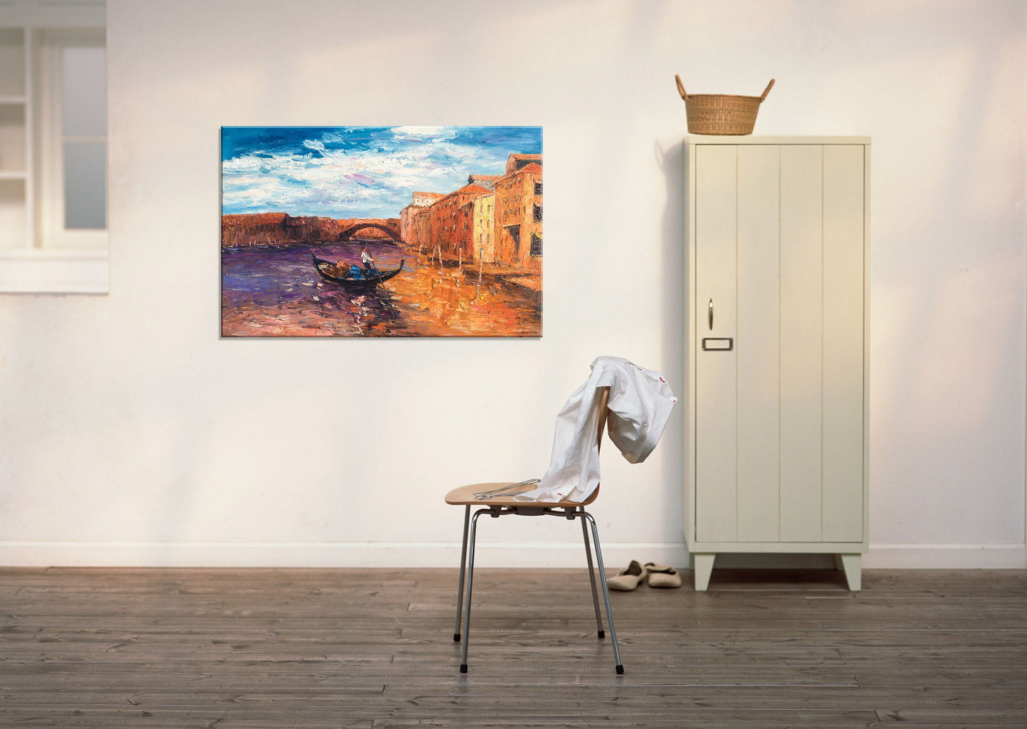 Italian Venice Grand Canal Gondola Oil Painting, Extra Large Wall Art, Handmade Painting, Modern Wall Art, Textured Art, Paintings Original