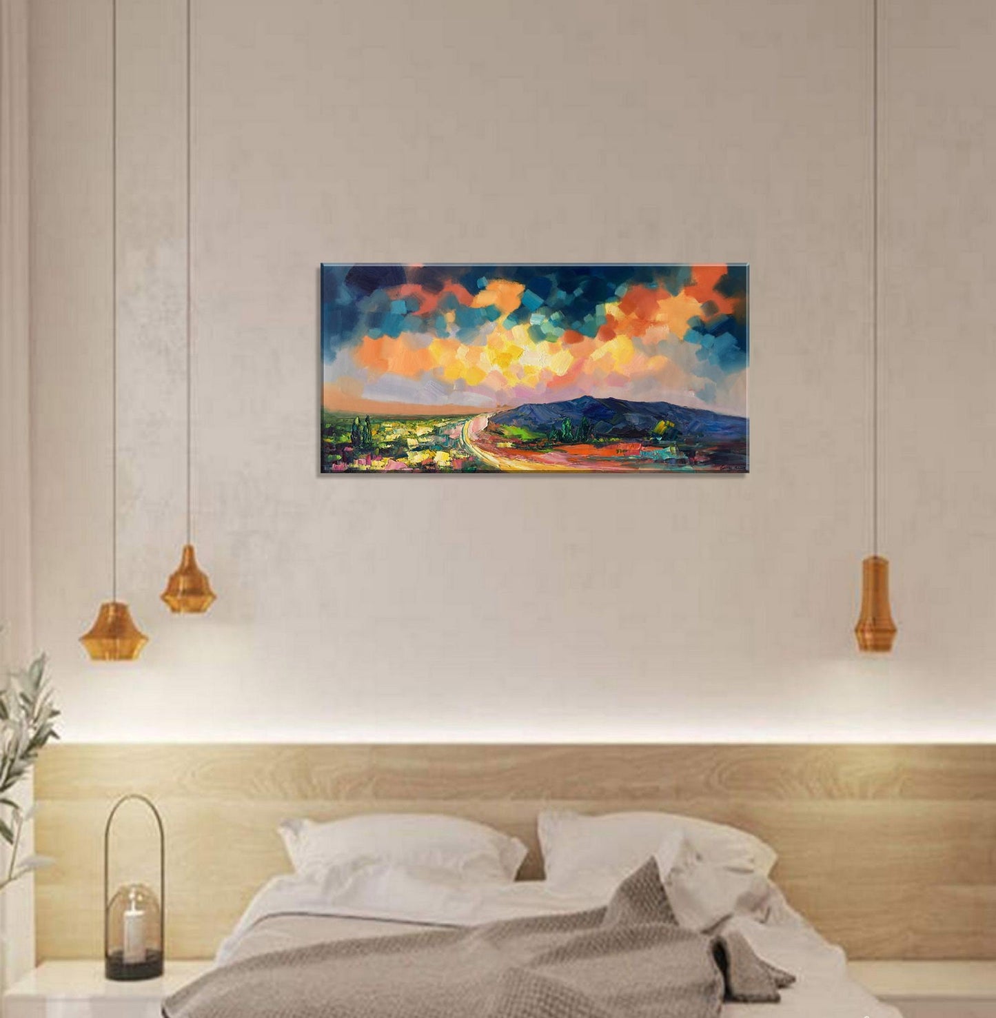 Oil Painting, Landscape Painting, Large Artwork, Living Room Decor, Original Painting, 24x48, Abstract Landscape Painting, Canvas Art
