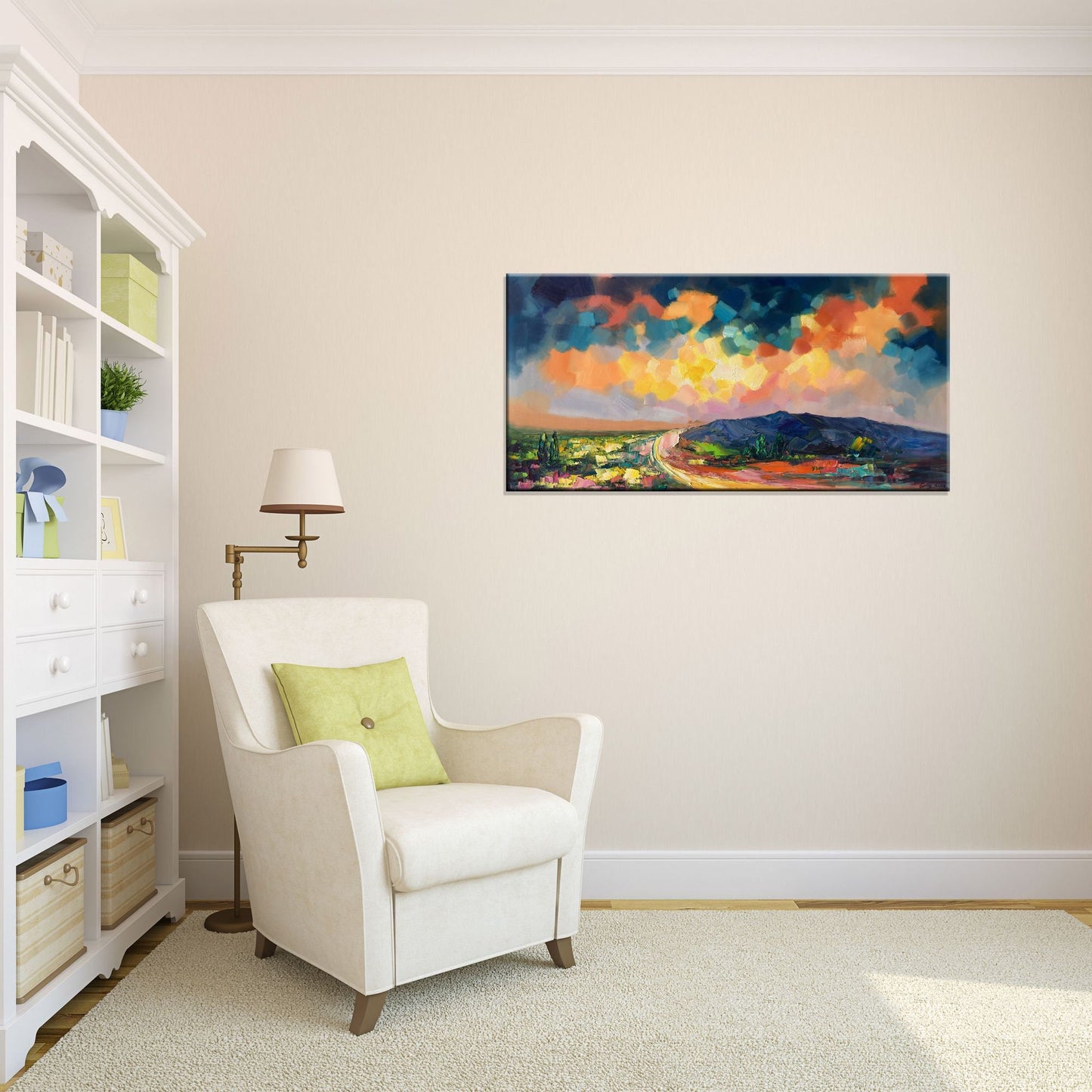 Oil Painting, Landscape Painting, Large Artwork, Living Room Decor, Original Painting, 24x48, Abstract Landscape Painting, Canvas Art