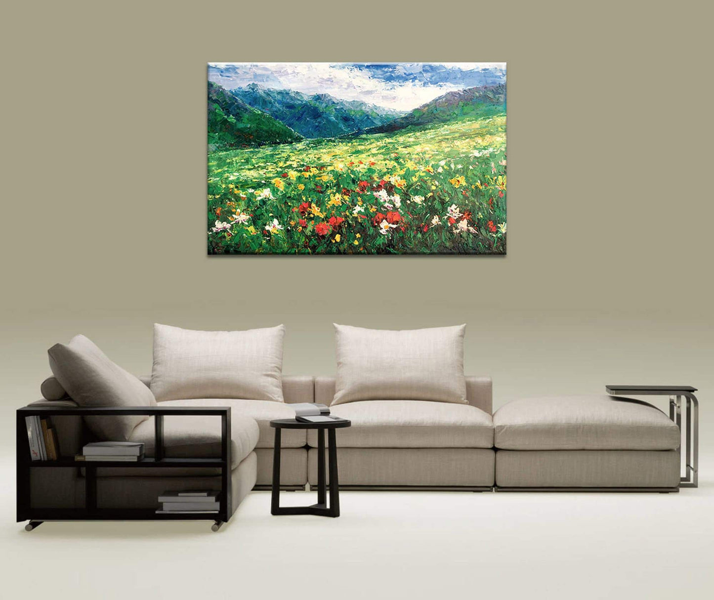 Landscape Oil Painting Spring Mountains, Coffee Wall Art, Abstract Canvas Art, Contemporary Painting, Oil Painting Original, Landscape Art