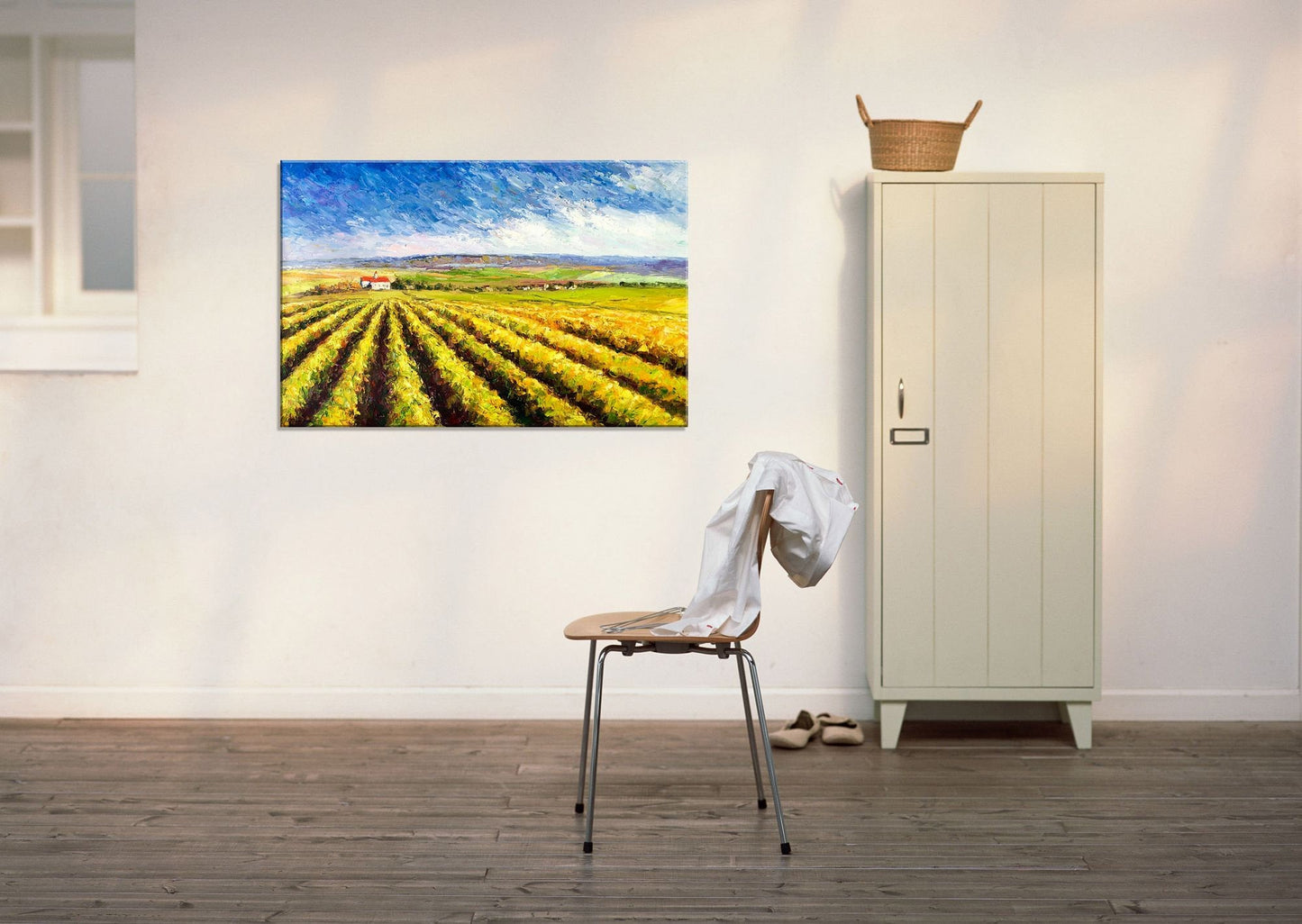 Large Oil Painting Vineyard, Modern Art, Rustic Living Room Decor, Oil Painting Abstract, Canvas Wall Art, Original Landscape Oil Paintings