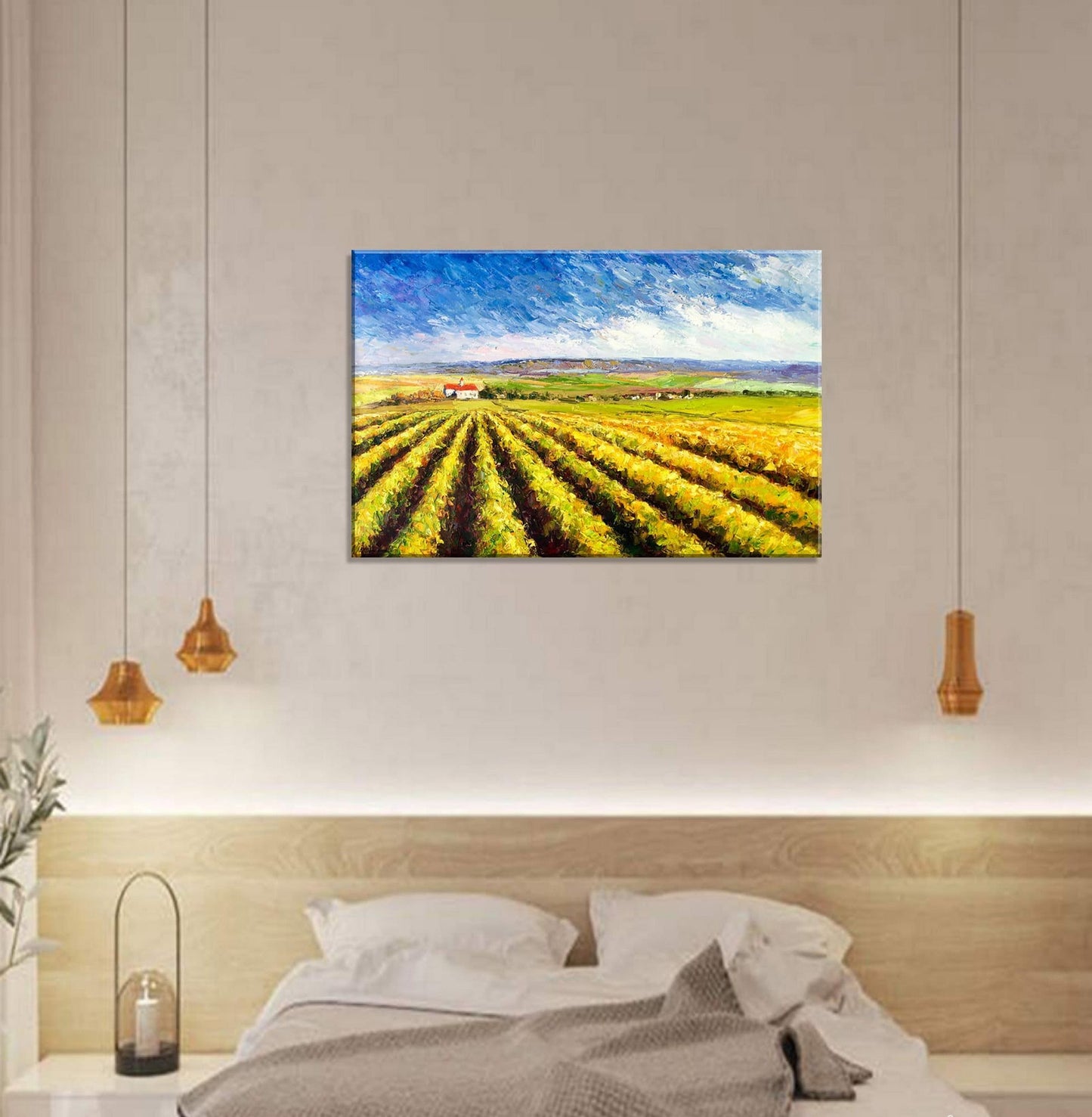 Large Oil Painting Vineyard, Modern Art, Rustic Living Room Decor, Oil Painting Abstract, Canvas Wall Art, Original Landscape Oil Paintings