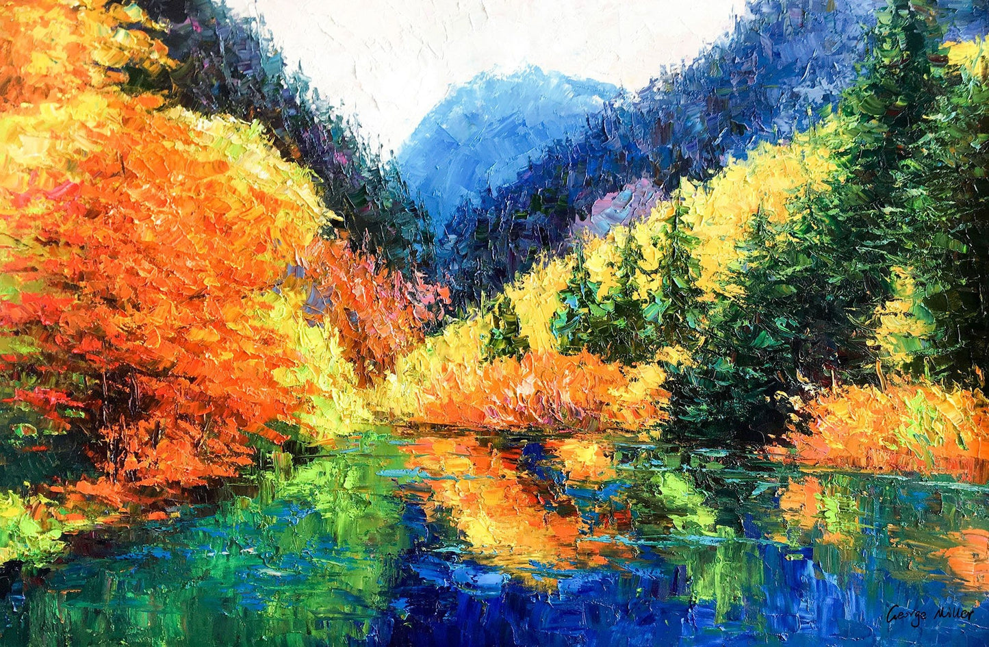 Large Landscape Painting Autumn Mountains, Contemporary Painting, Original Abstract Painting, Wall Decor, Abstract Canvas Painting, Wall Art
