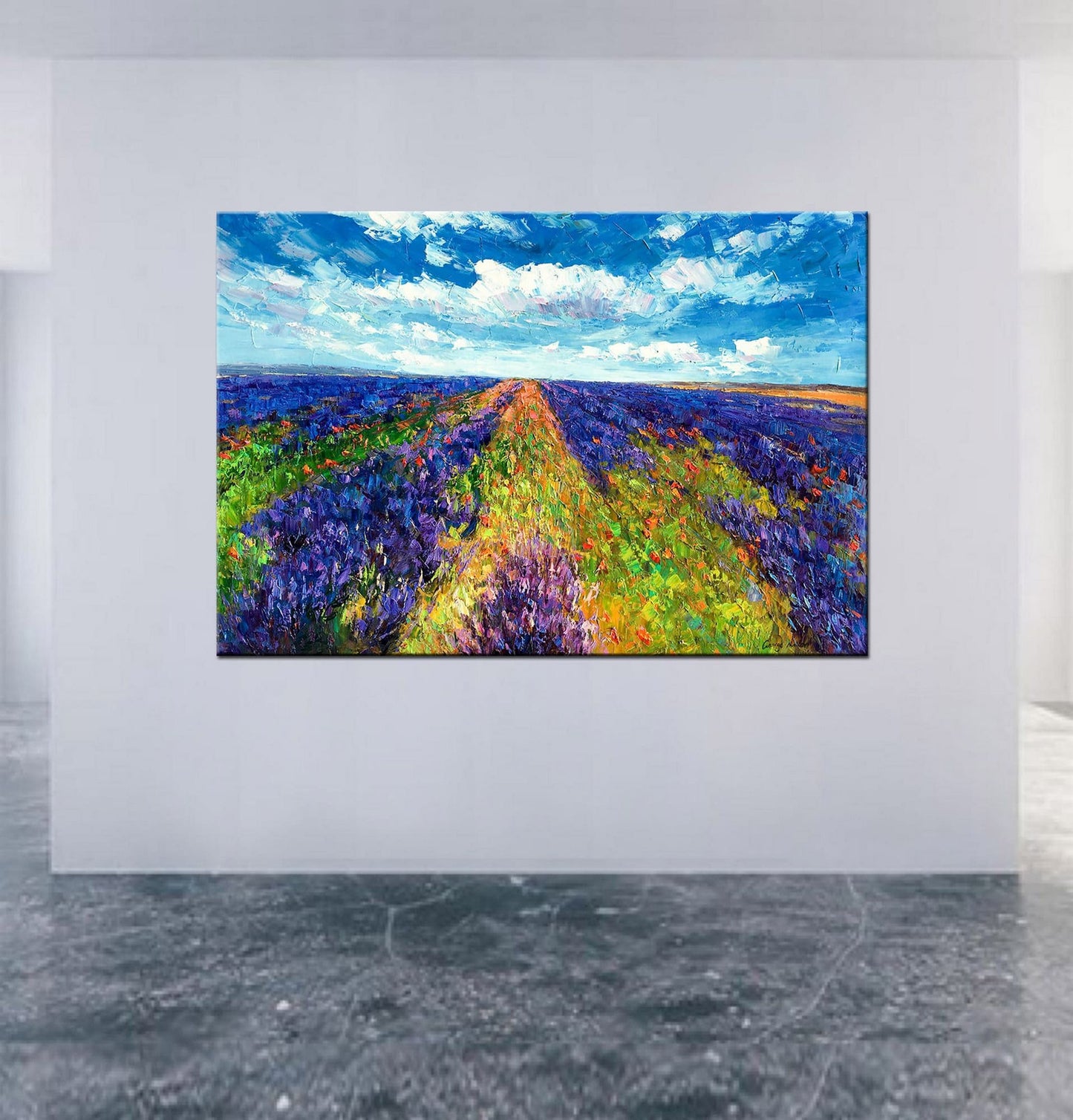 Oil Painting Landscape Spring Fields, Abstract Canvas Painting, Painting Abstract, Living Room Wall Decor, Modern Art, Original Painting
