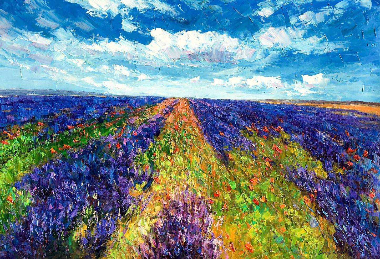 Oil Painting Landscape Spring Fields, Abstract Canvas Painting, Painting Abstract, Living Room Wall Decor, Modern Art, Original Painting